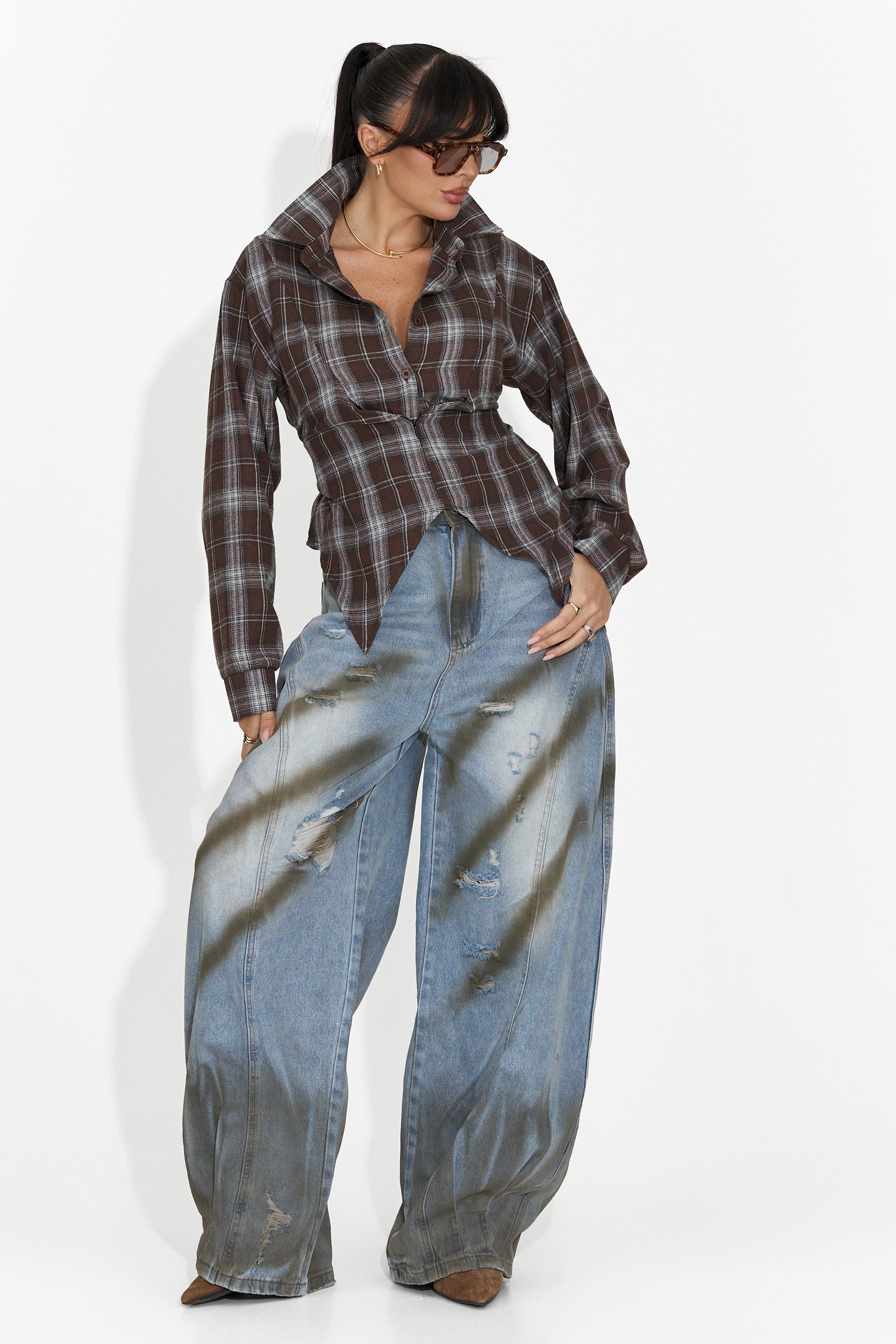 Casualowe Niebieskie Damskie Jeansy Panoma Bogas