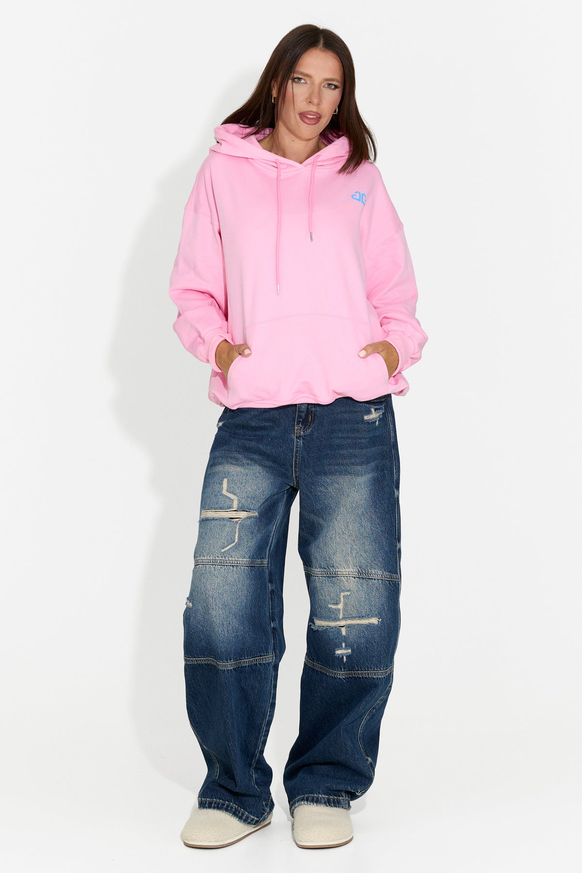 Damskie jeansy casualowe niebieskie Elementary Bogas