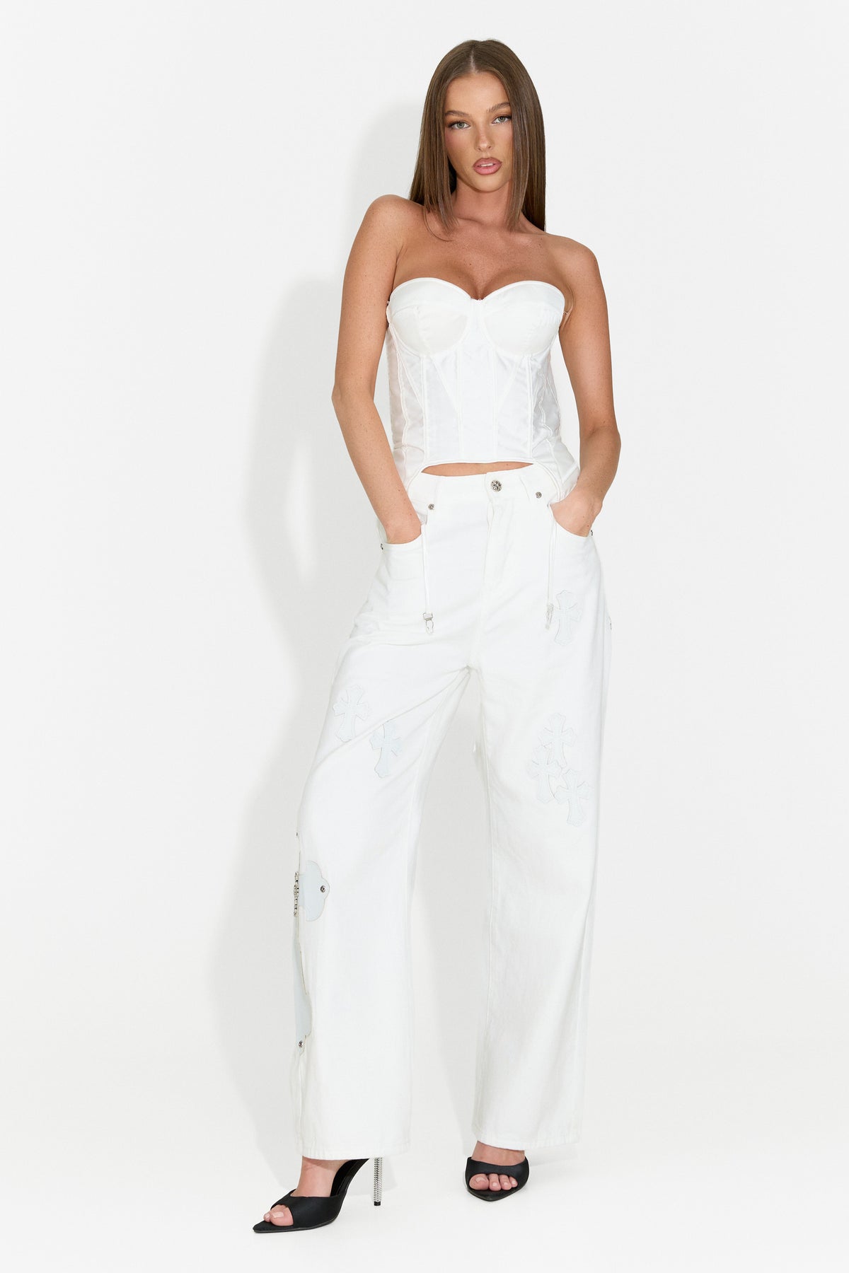 Blugi dama casual albi Jeany Bogas