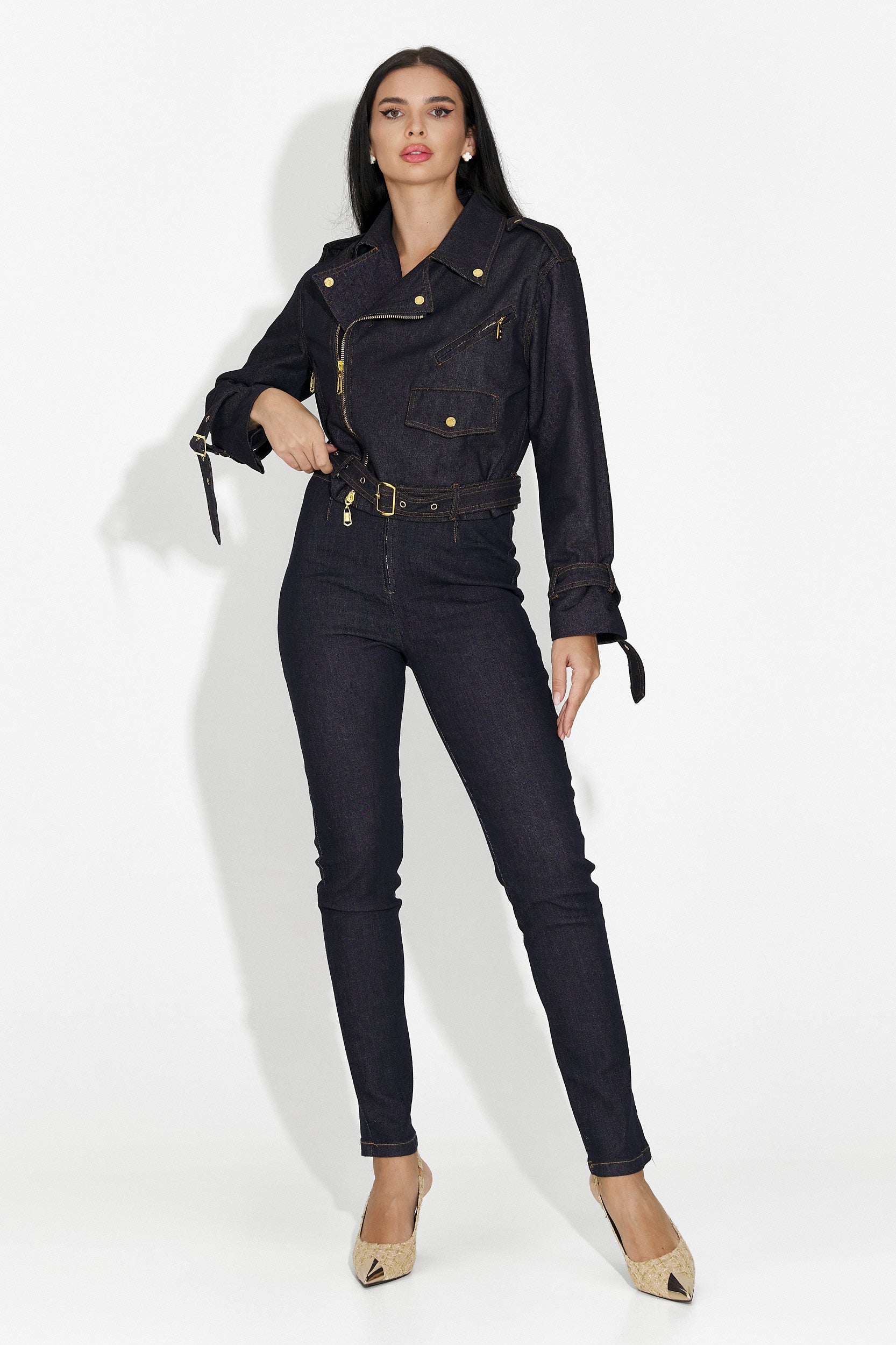 Granatowe, codzienne damskie jeansy Sirina Bogas