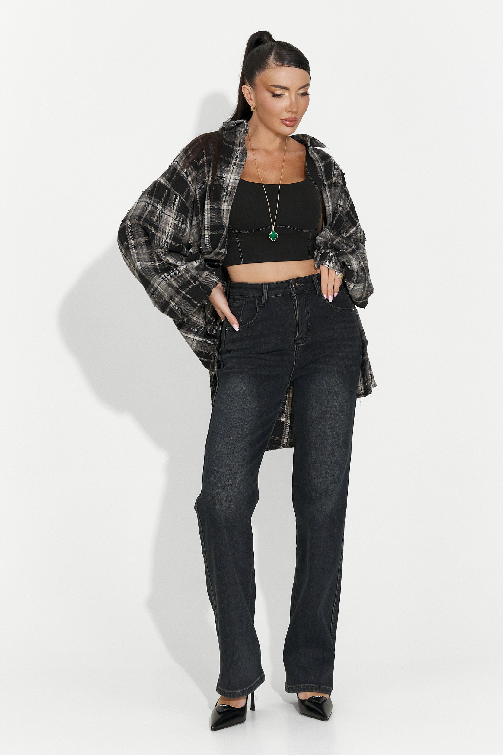 Brisia Bogas Casualne Czarne Damskie Jeansy