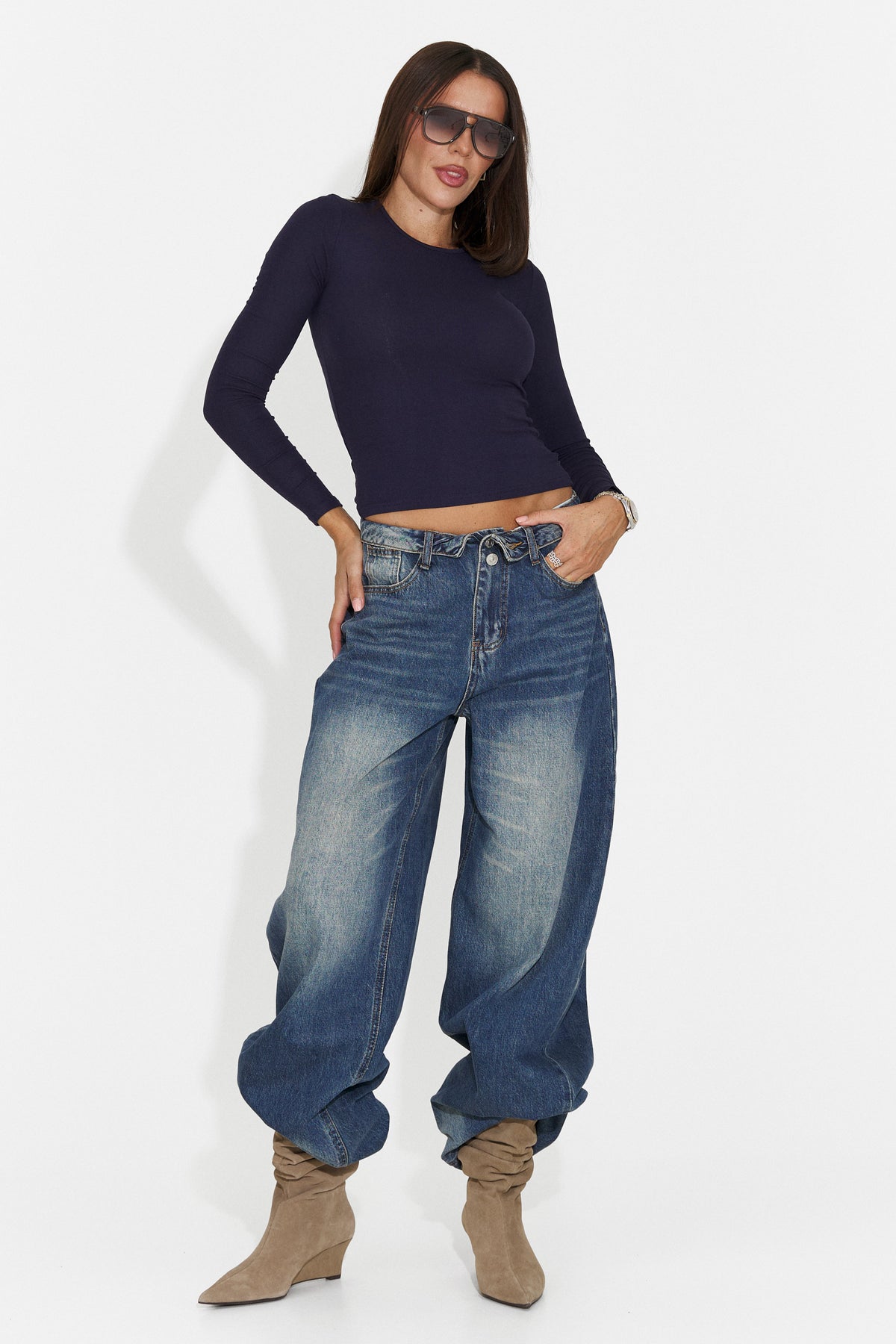 Bluza casual bleumarin Jydaora Bogas