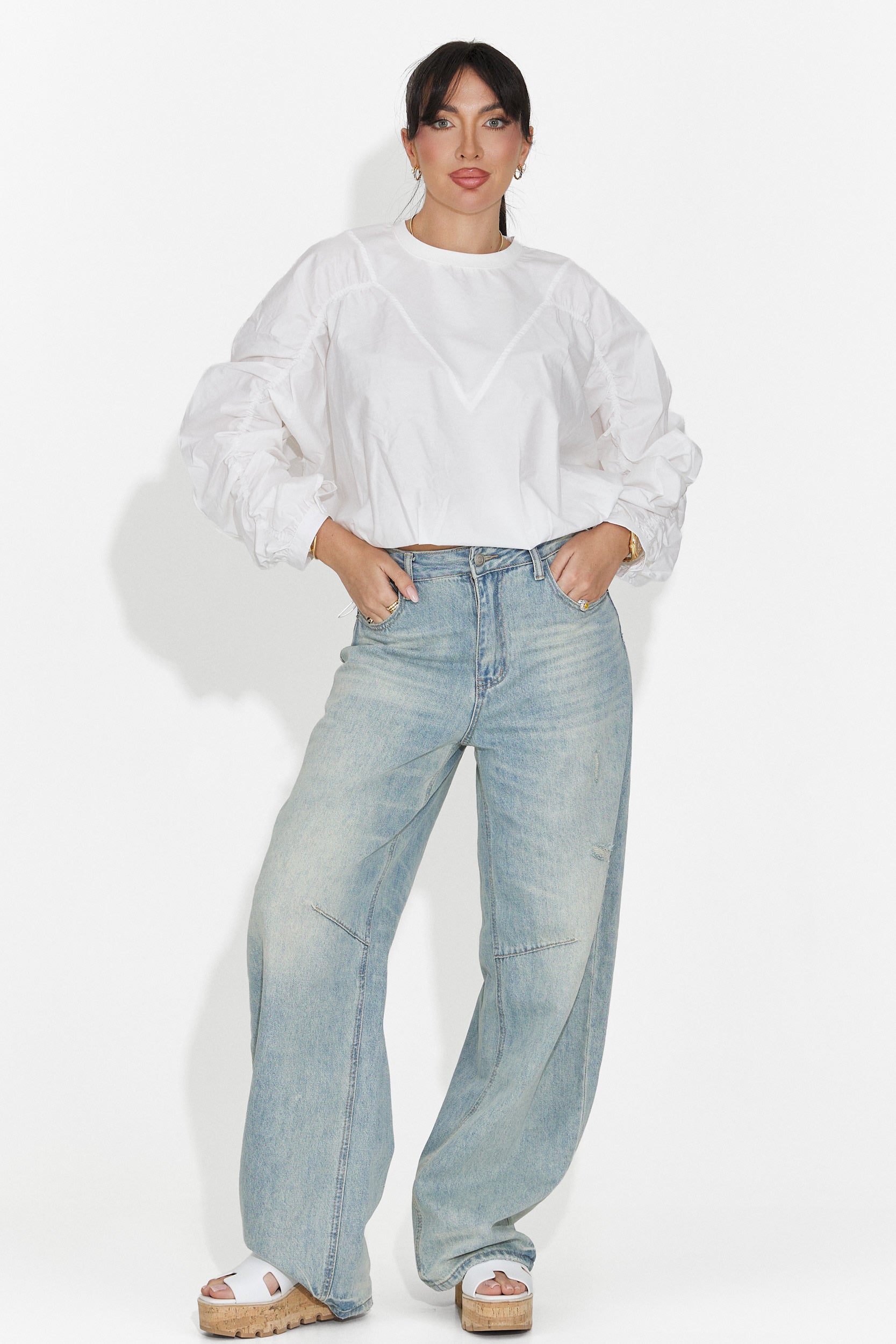 Casualowa Biała Bluzka Damska Donelia Bogas