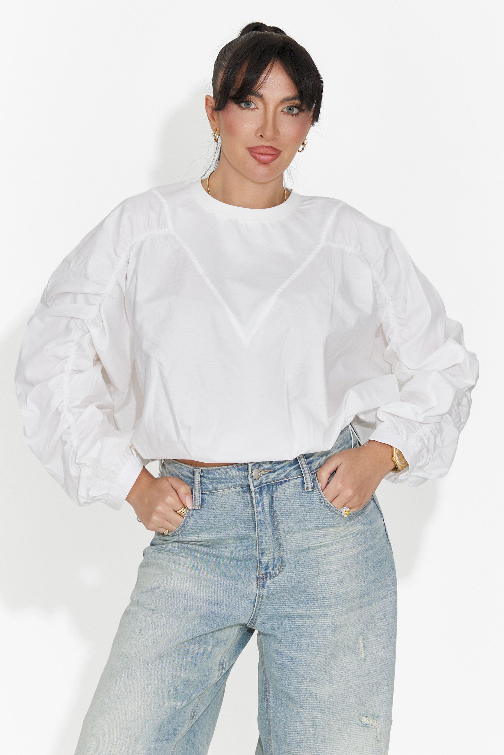 Casualowa Biała Bluzka Damska Donelia Bogas