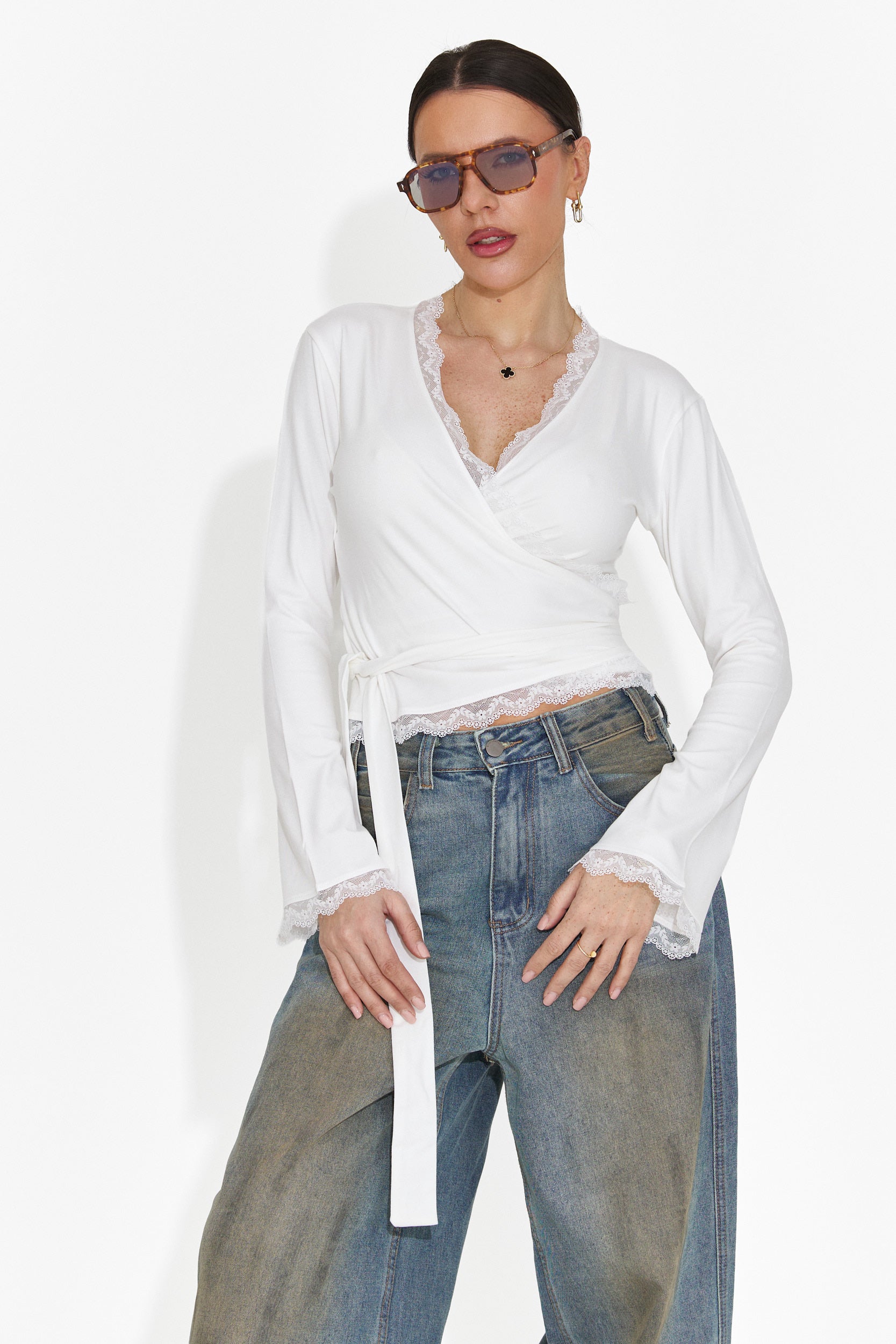 Zaneta Bogas Casualna Biała Bluzka Damska