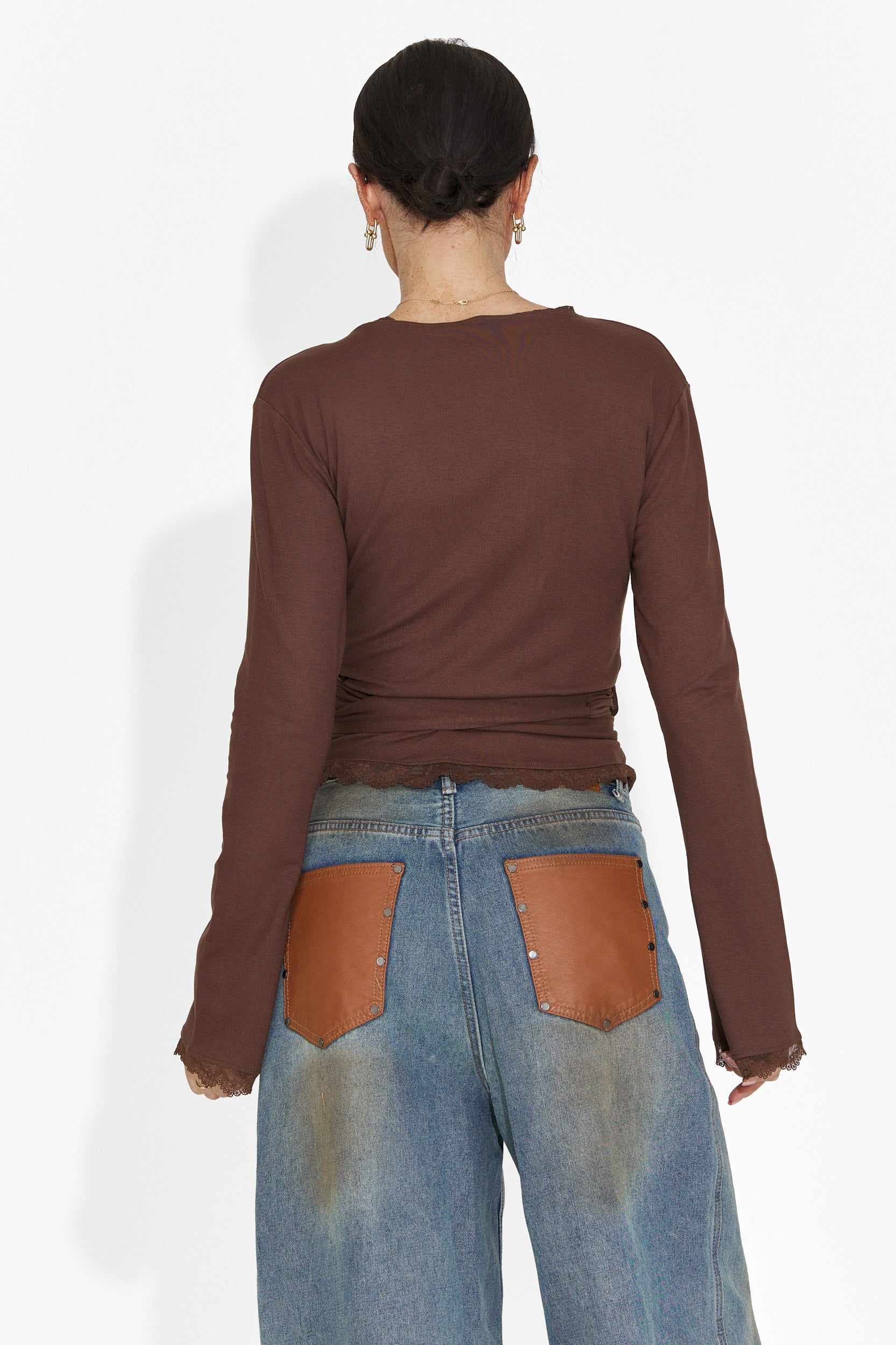 Zaneta Bogas Casualna Brązowa Bluzka Damska