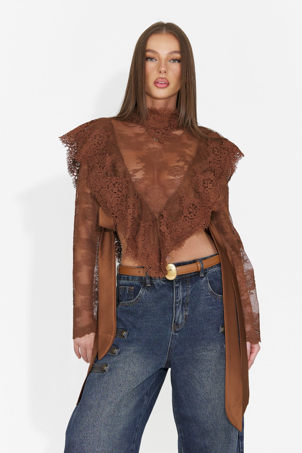 Bluza eleganta maro Glusiraura Bogas