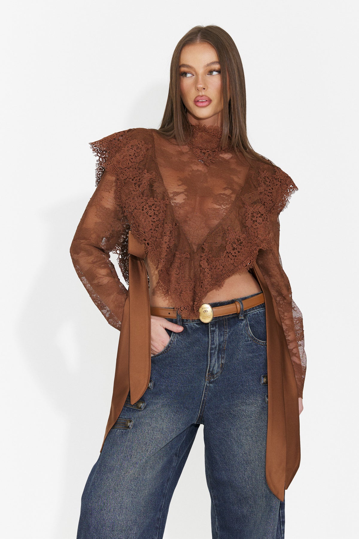 Bluza eleganta maro Glusiraura Bogas
