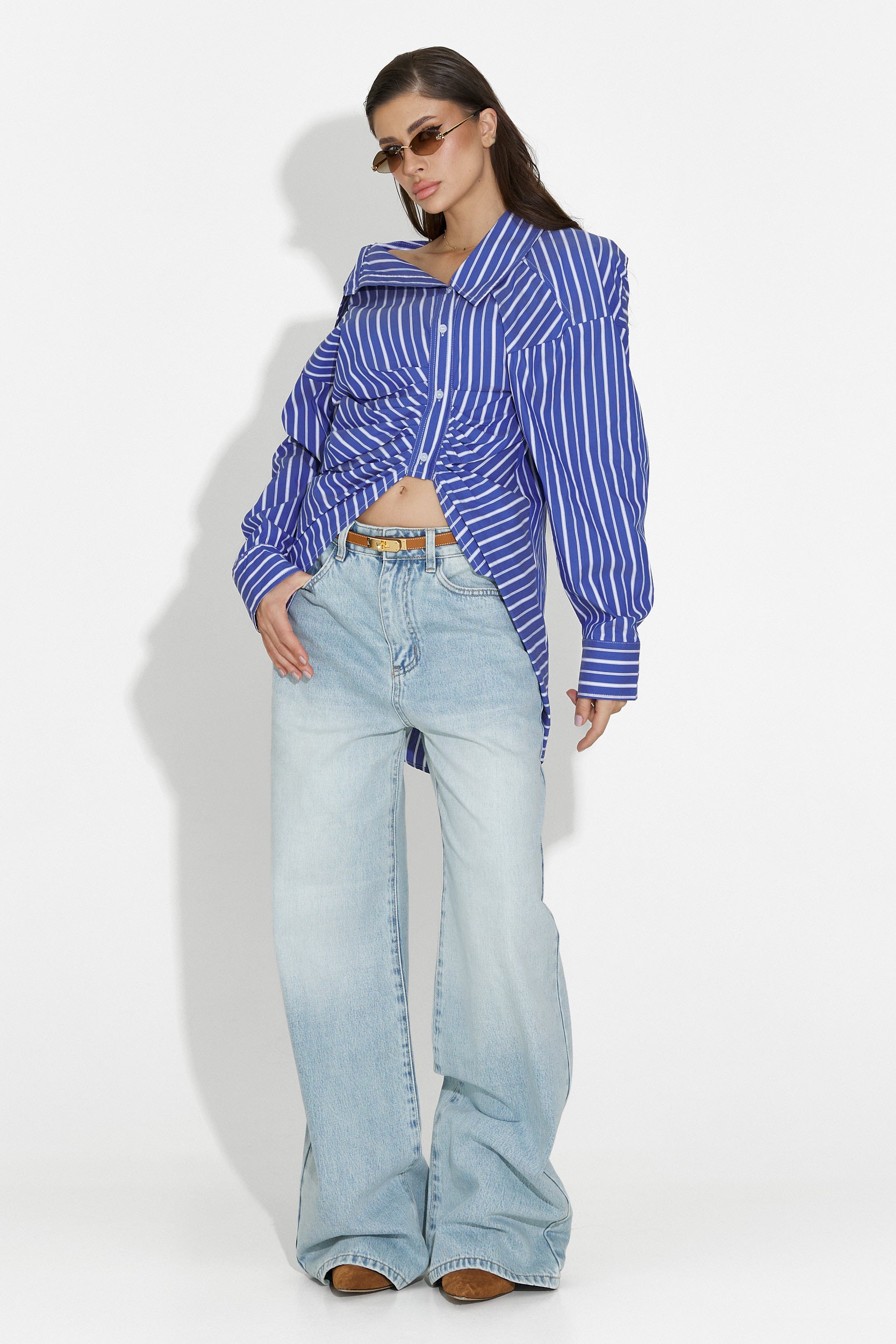 Voncile Bogas Nieformalna Niebieska Koszula Damska