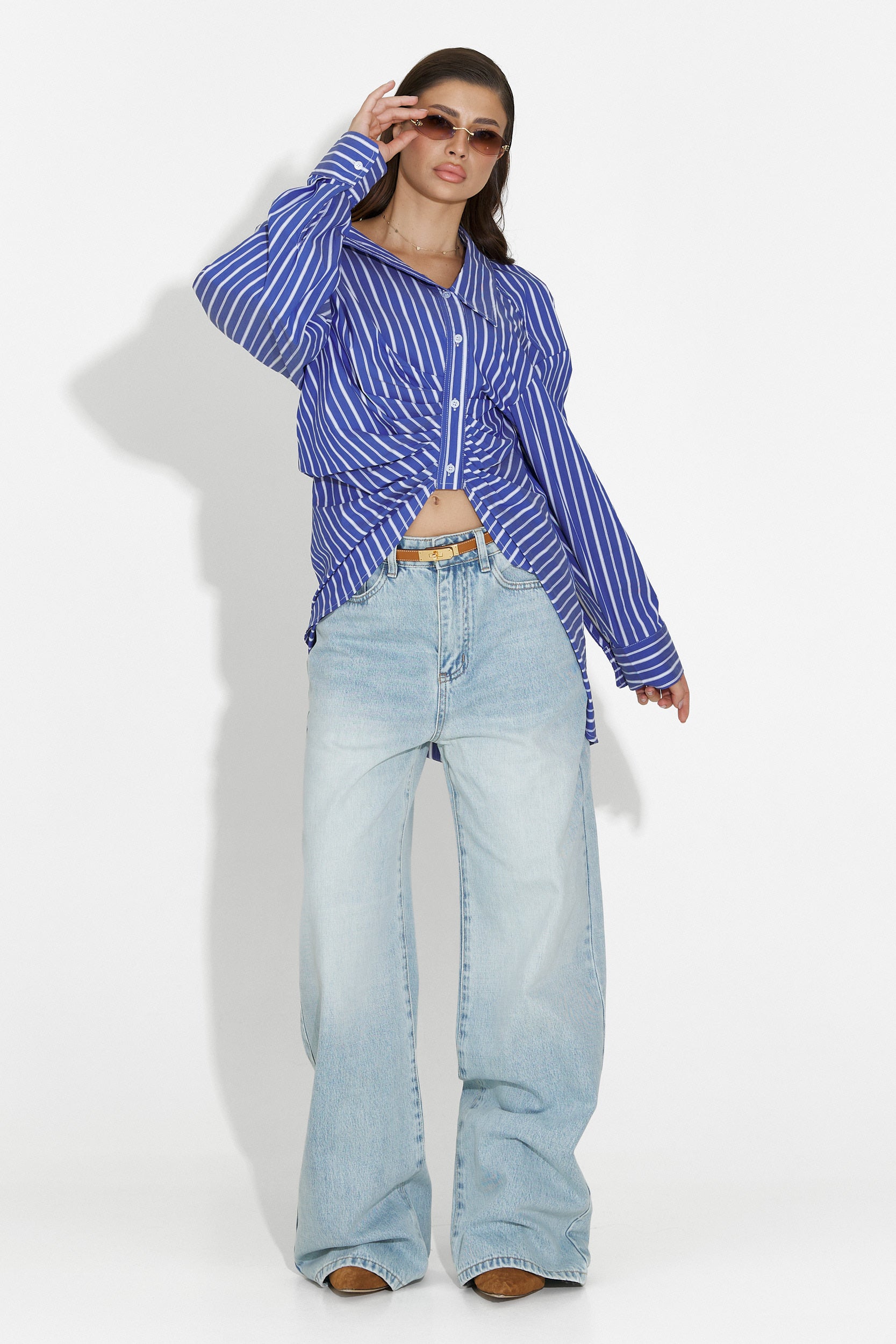 Voncile Bogas Nieformalna Niebieska Koszula Damska