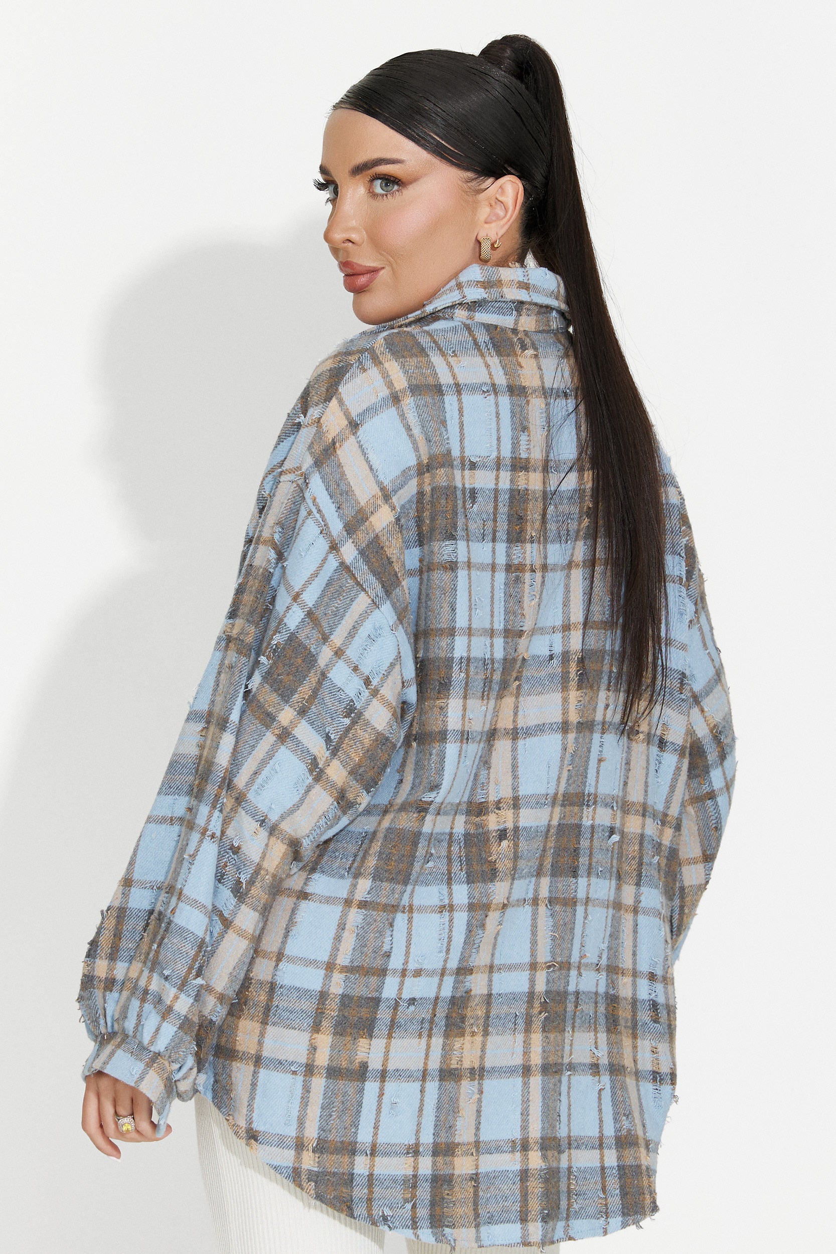 Jasara Bogas Nieformalna Niebieska Koszula Damska