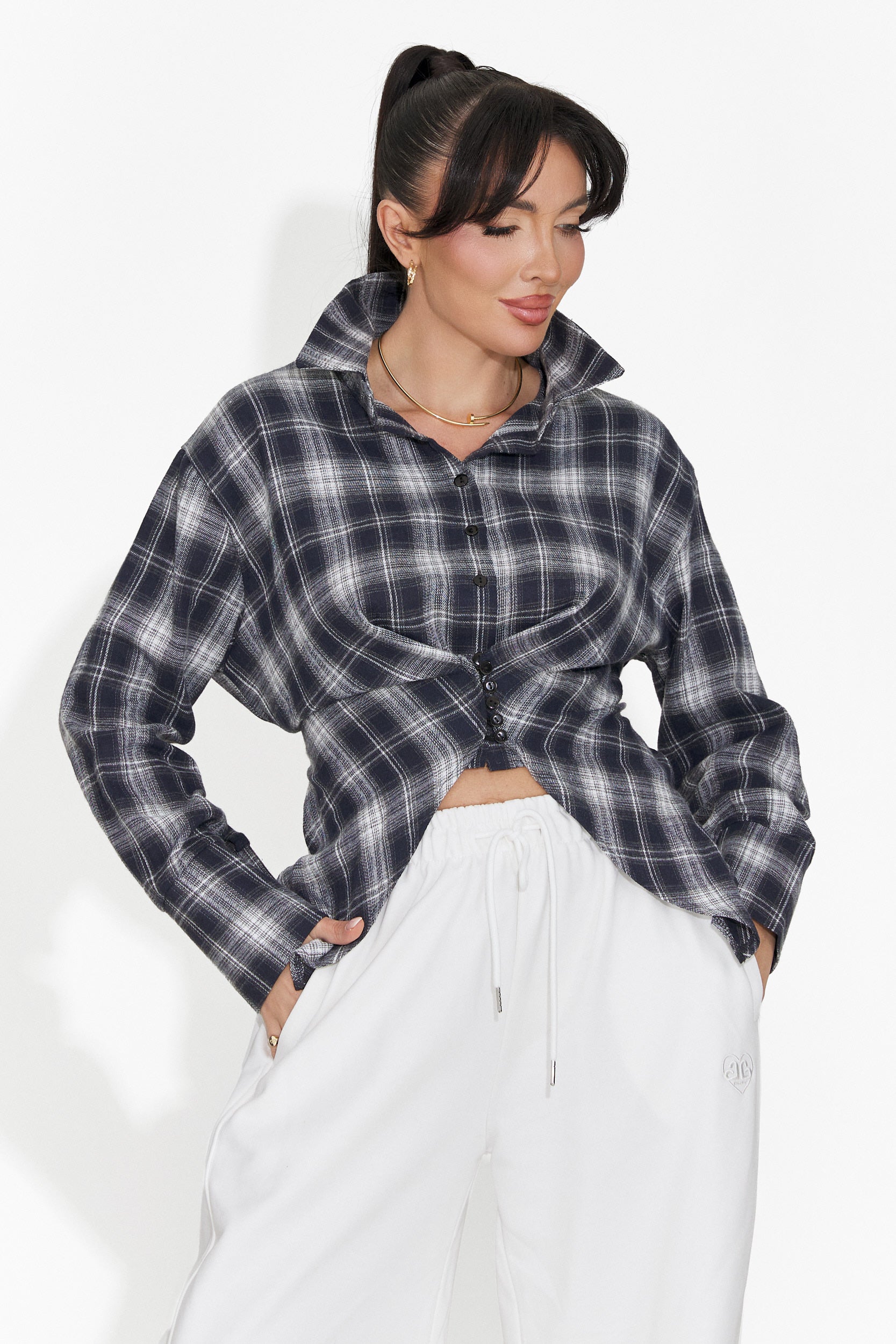 Nieformalna Granatowa Koszula Damska Laurina Bogas