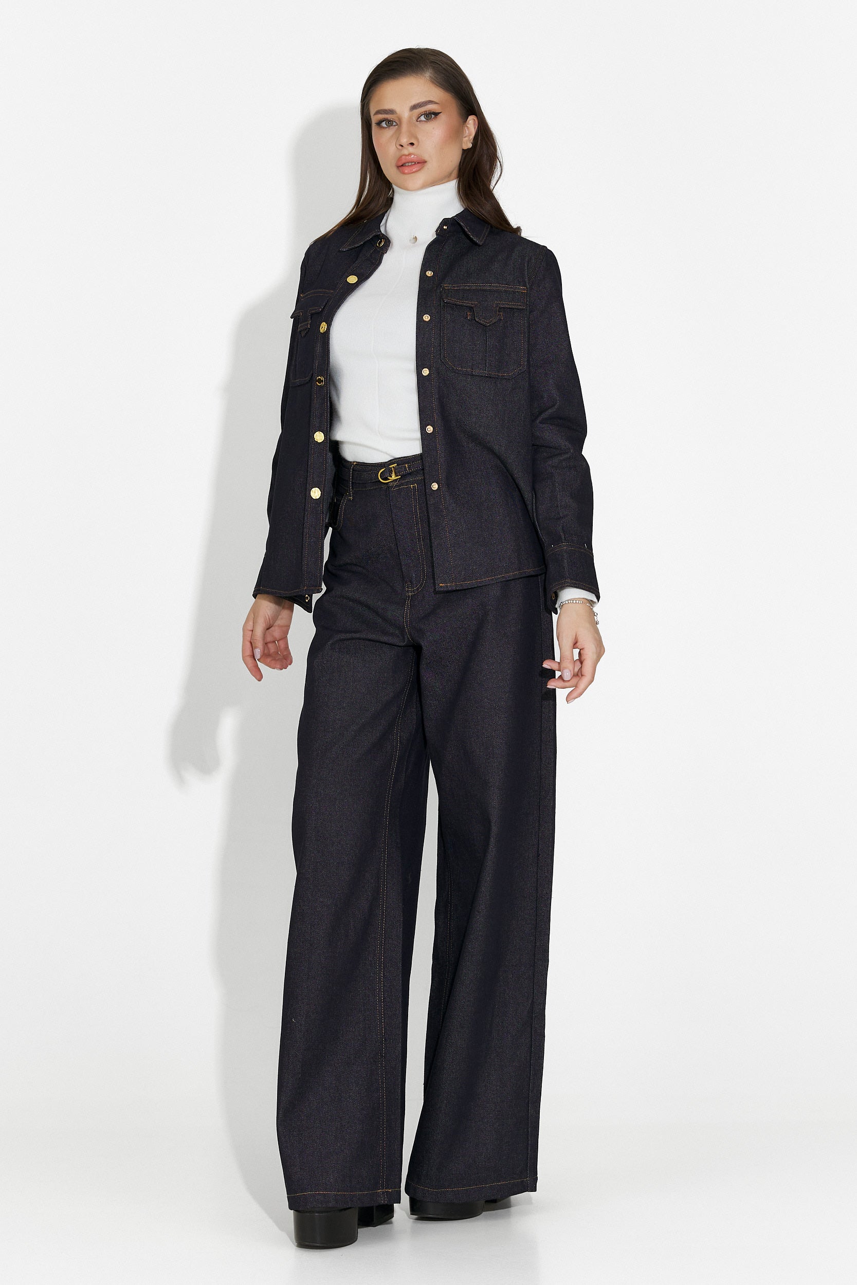 Granatowa, codzienna koszula dla kobiet Melena Bogas