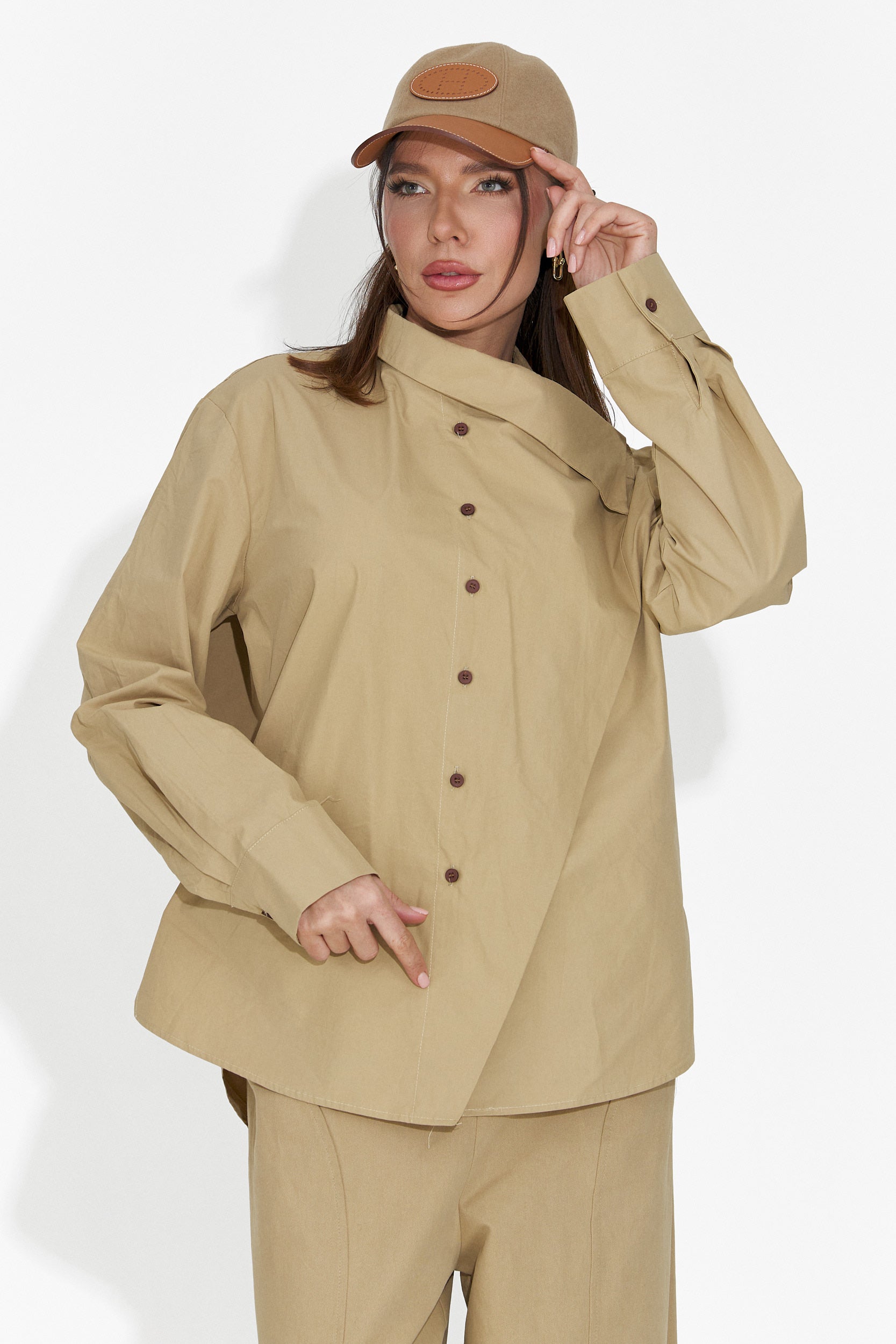 Edinea Bogas Casualna Brązowa Koszula Damska