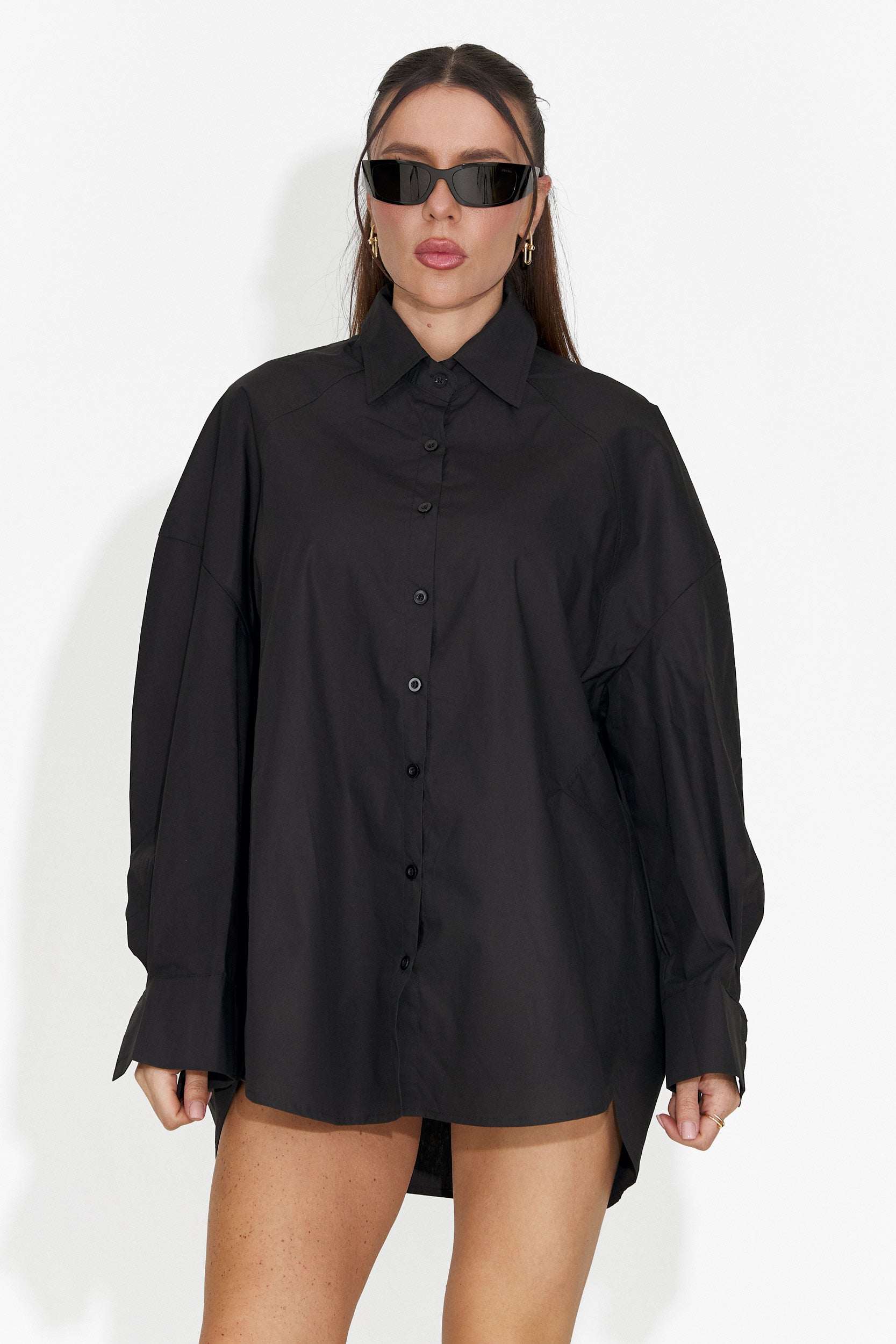 Abrienda Bogas Czarna Codzienna Koszula Damska