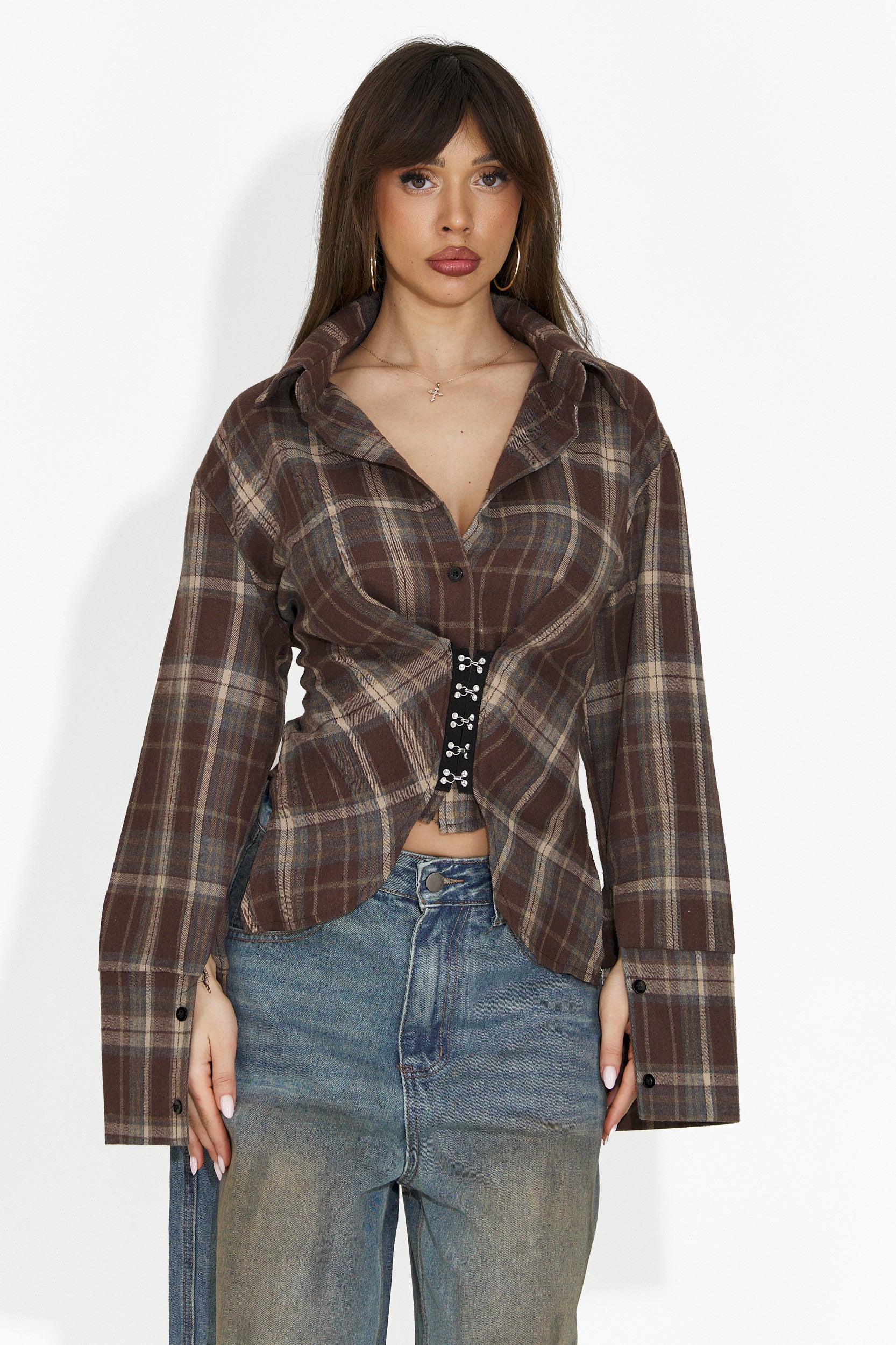 Elegancka Brązowa Koszula Damska Hermione Bogas