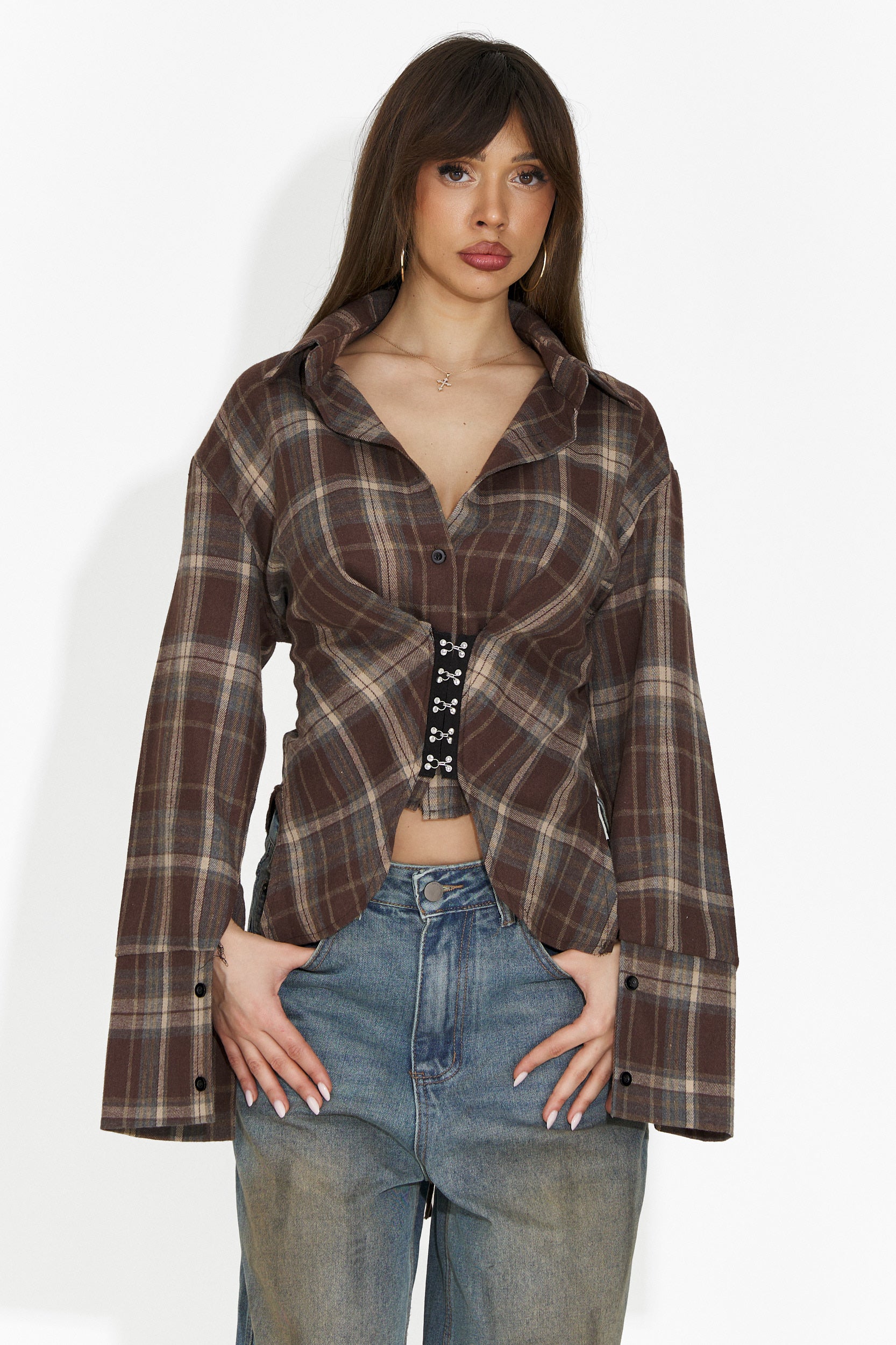 Elegancka Brązowa Koszula Damska Hermione Bogas