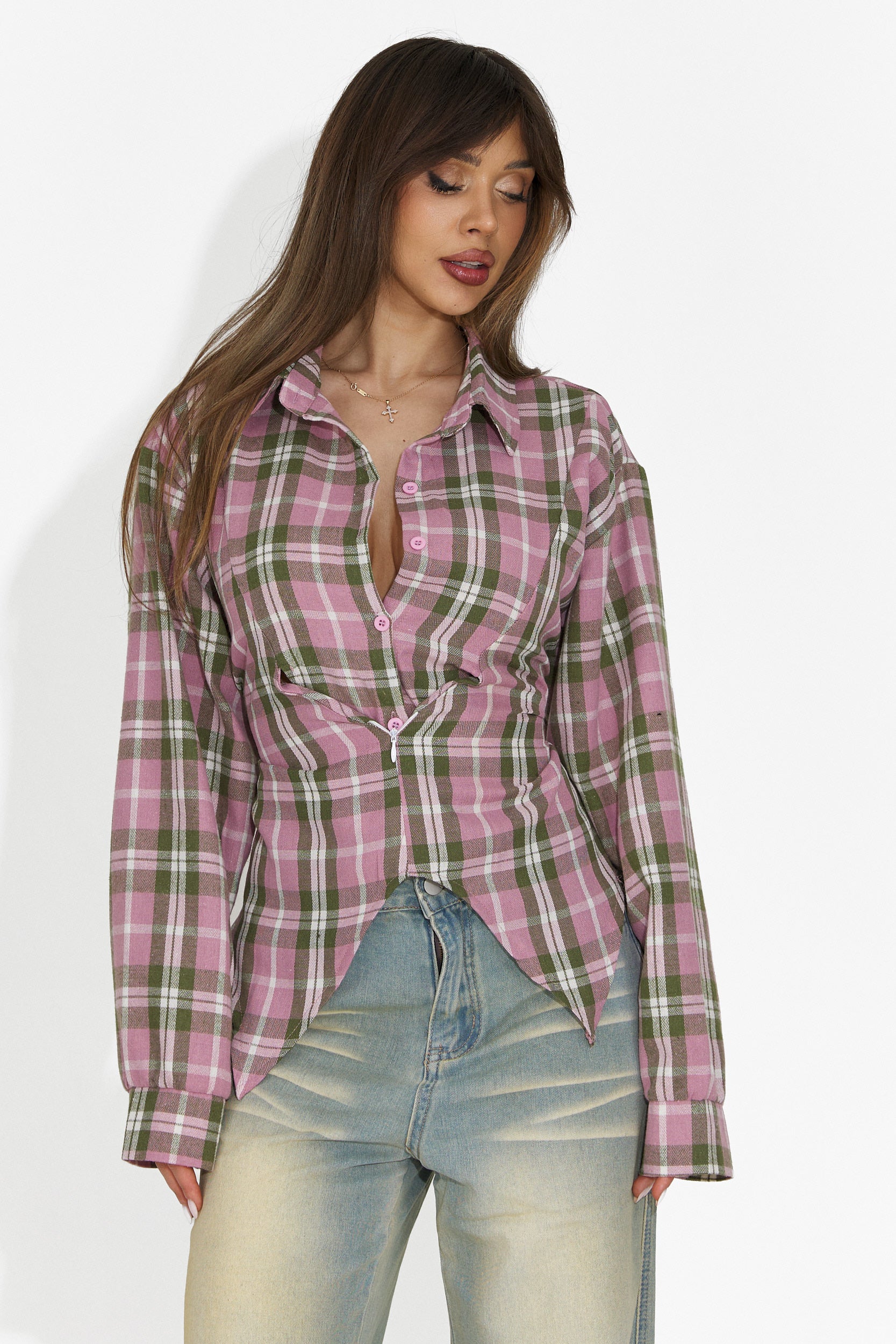 Elegancka Różowa Bluzka Damska Afinia Bogas