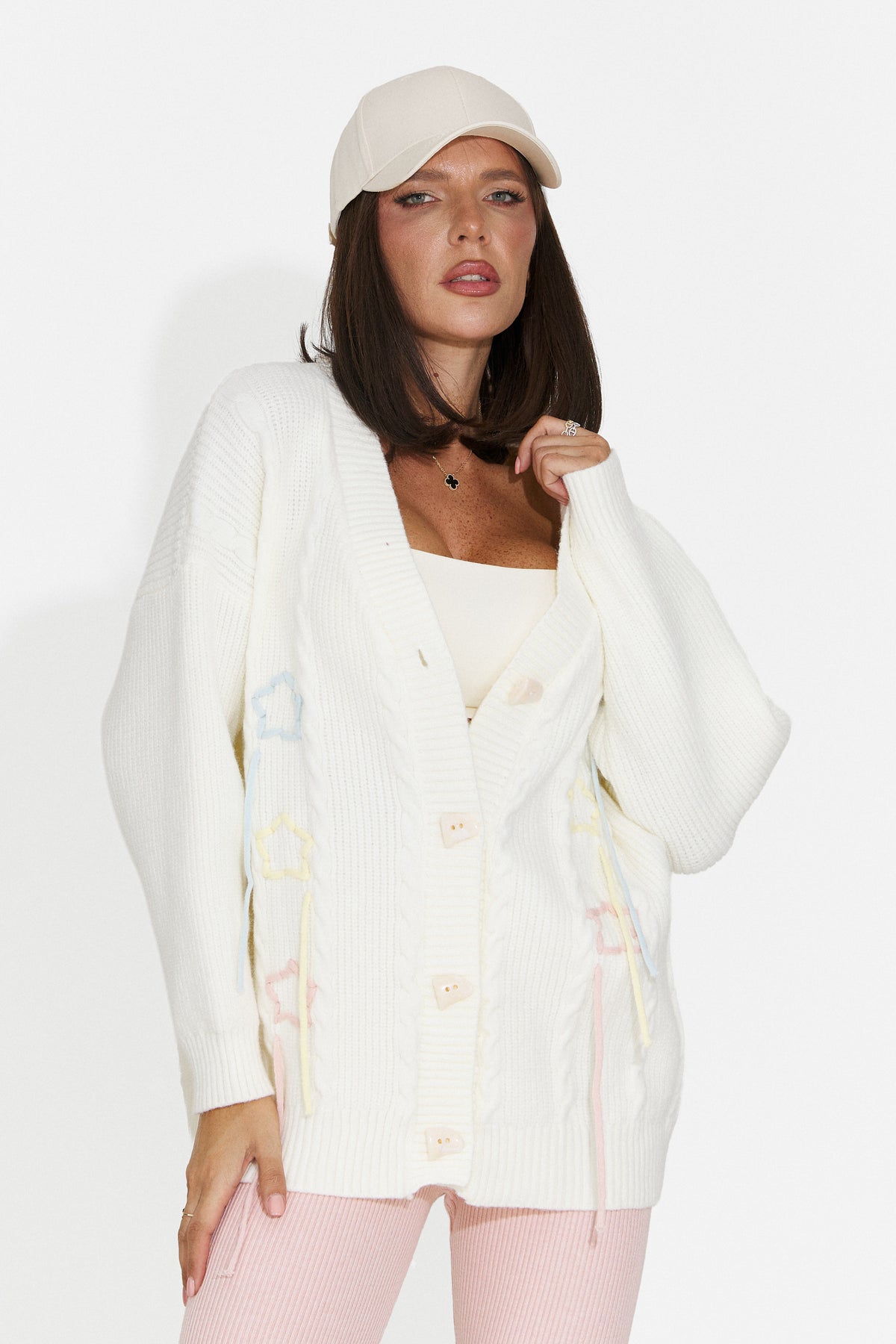 Cardigan casual alb Kemivaora Bogas
