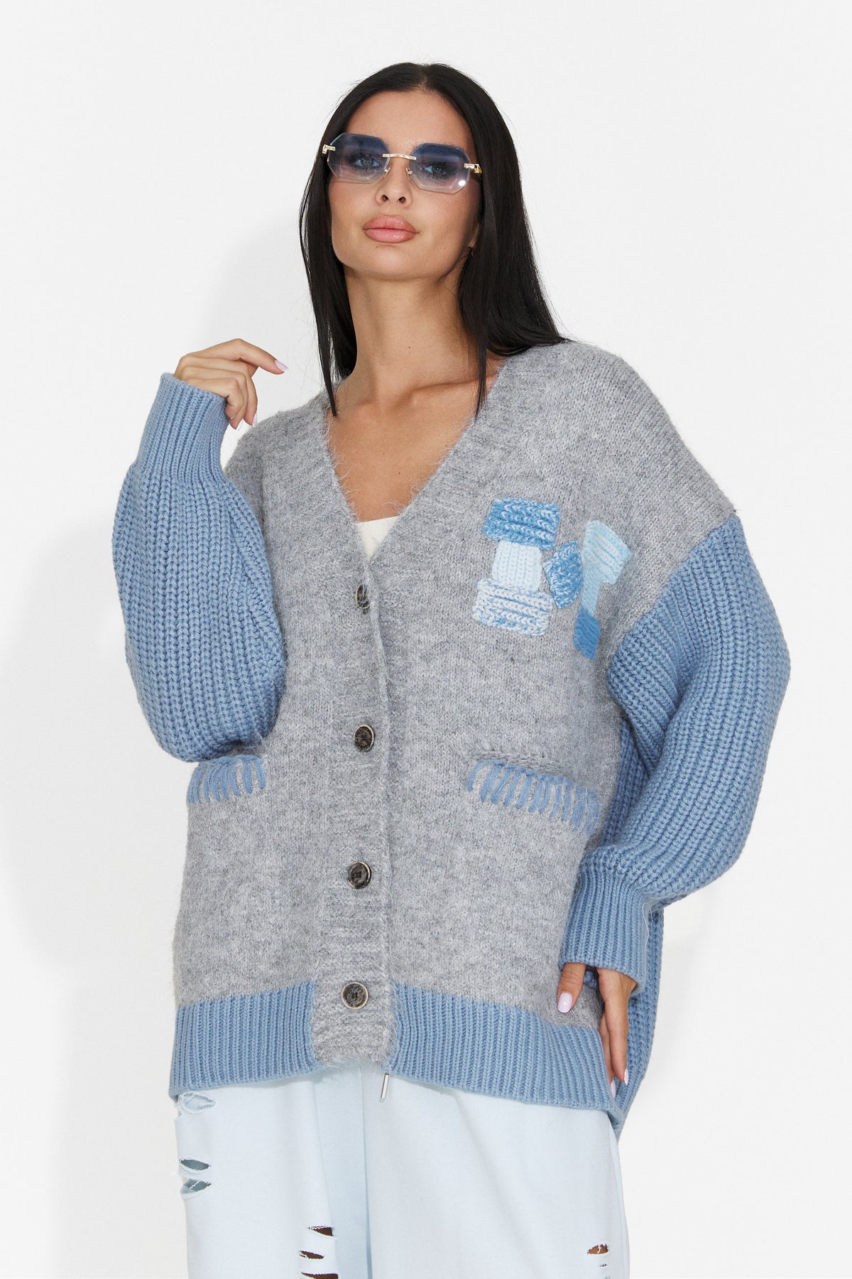 Cardigan casual bleu Lylyra Bogas