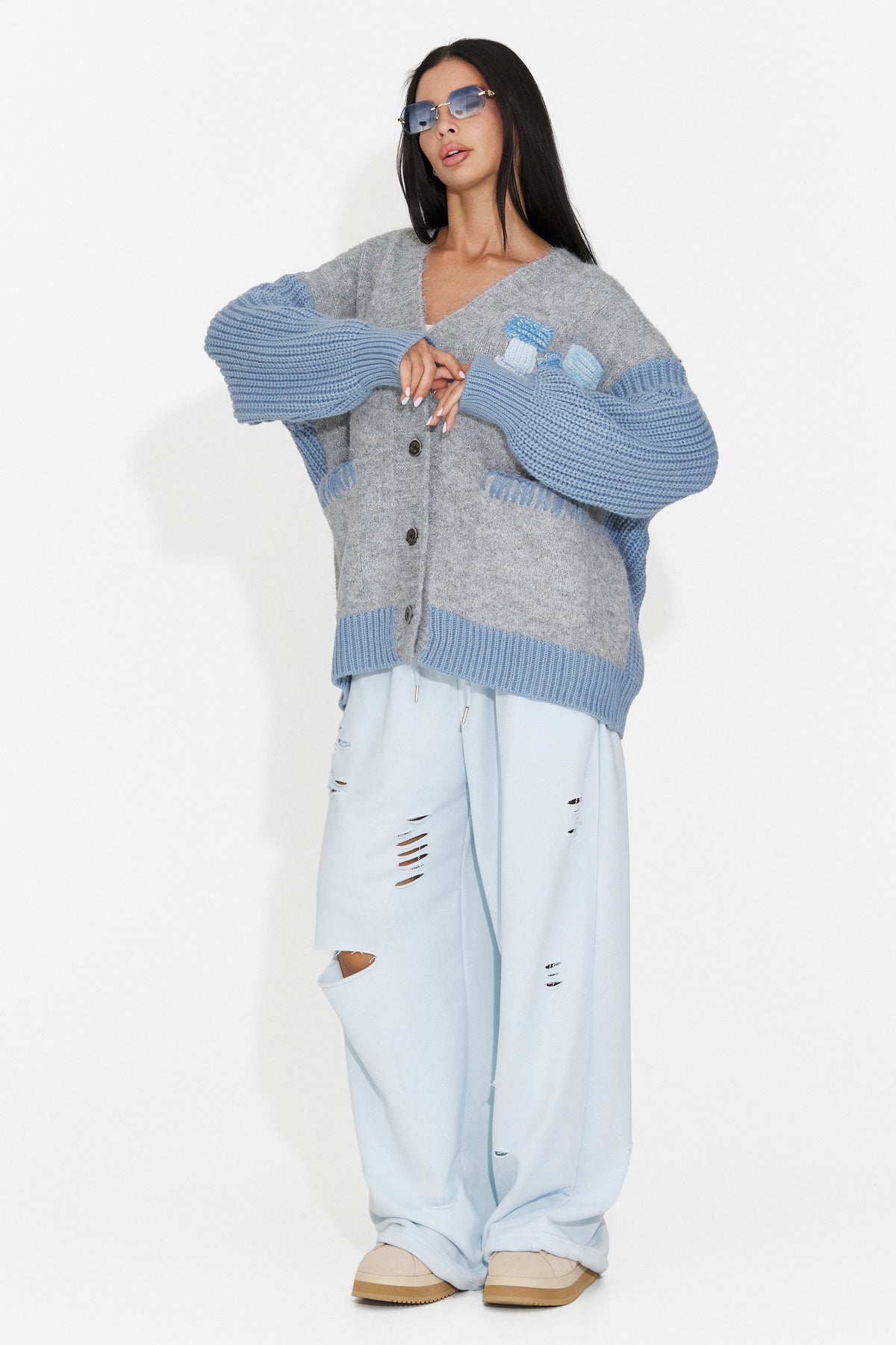 Cardigan casual bleu Lylyra Bogas
