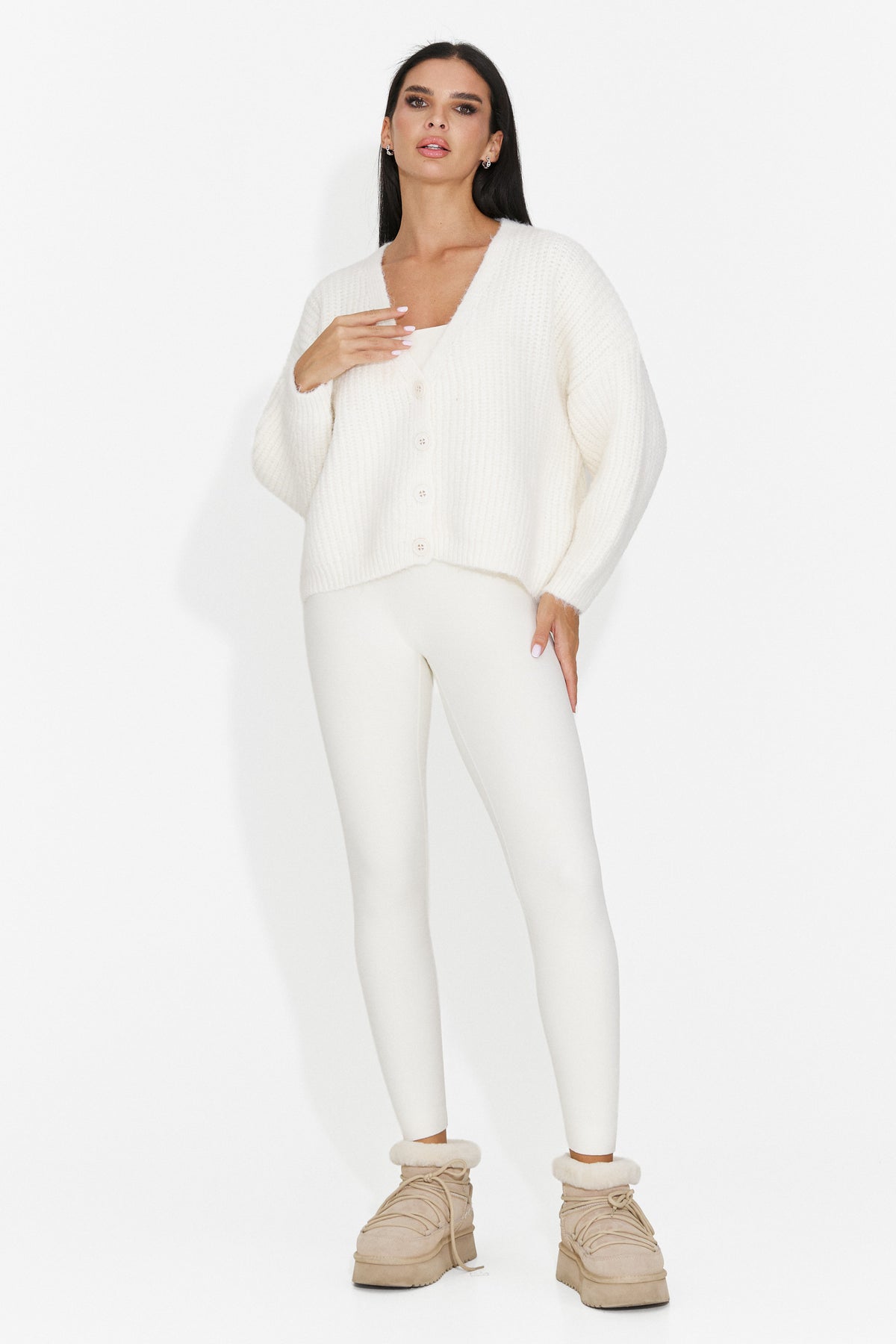 Cardigan casual crem Dyroliara Bogas