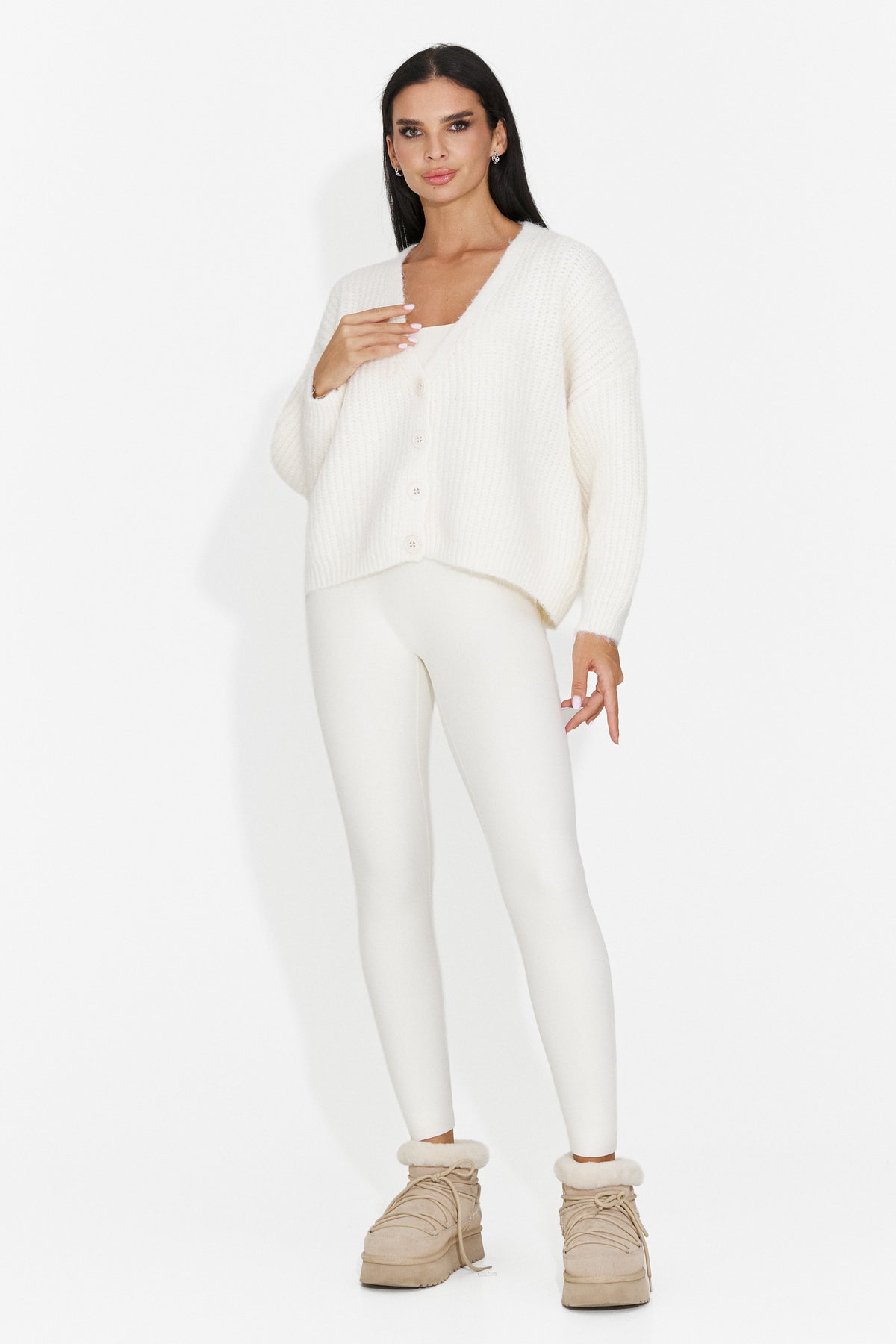Cardigan casual crem Dyroliara Bogas