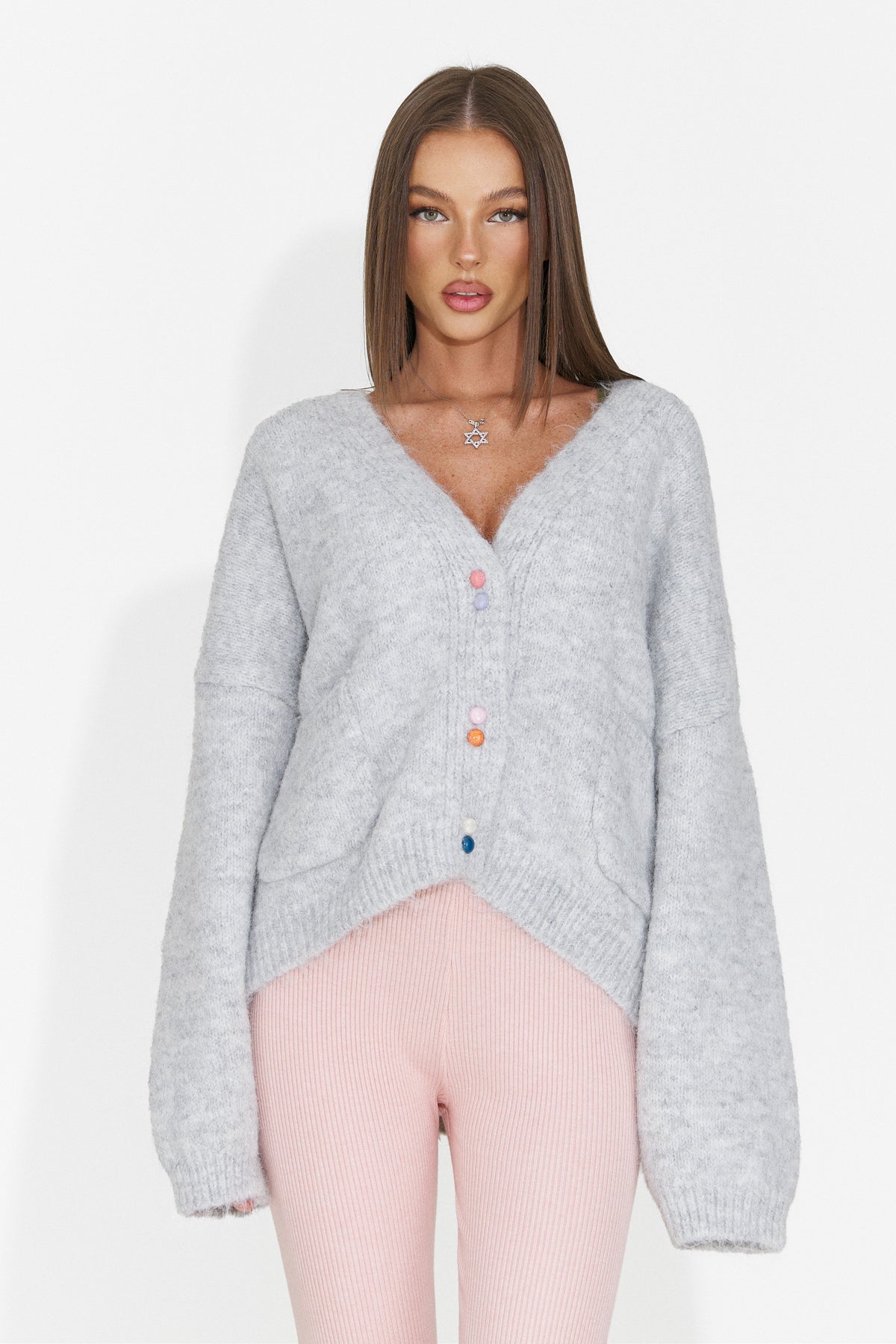 Cardigan casual gri Druveuia Bogas
