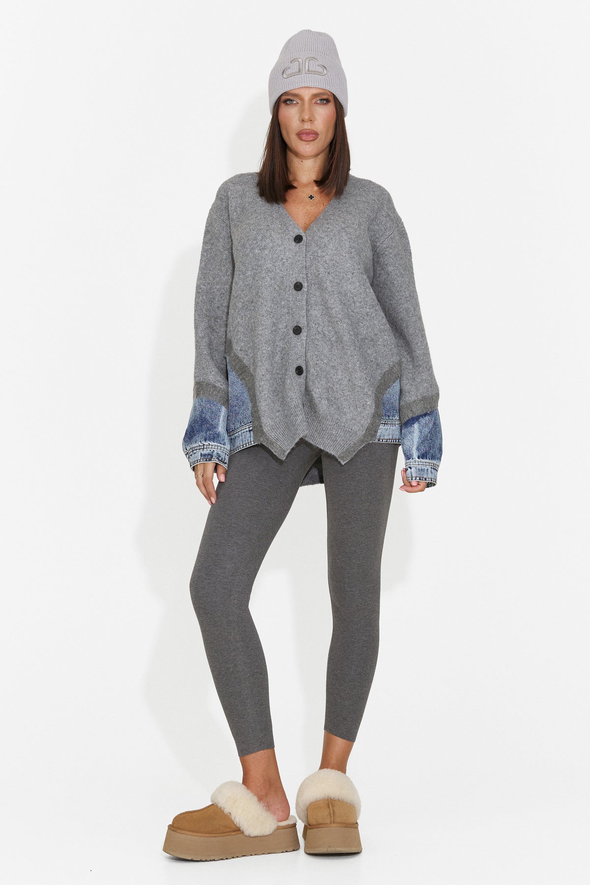 Colanti casual gri inchis Pruzena Bogas