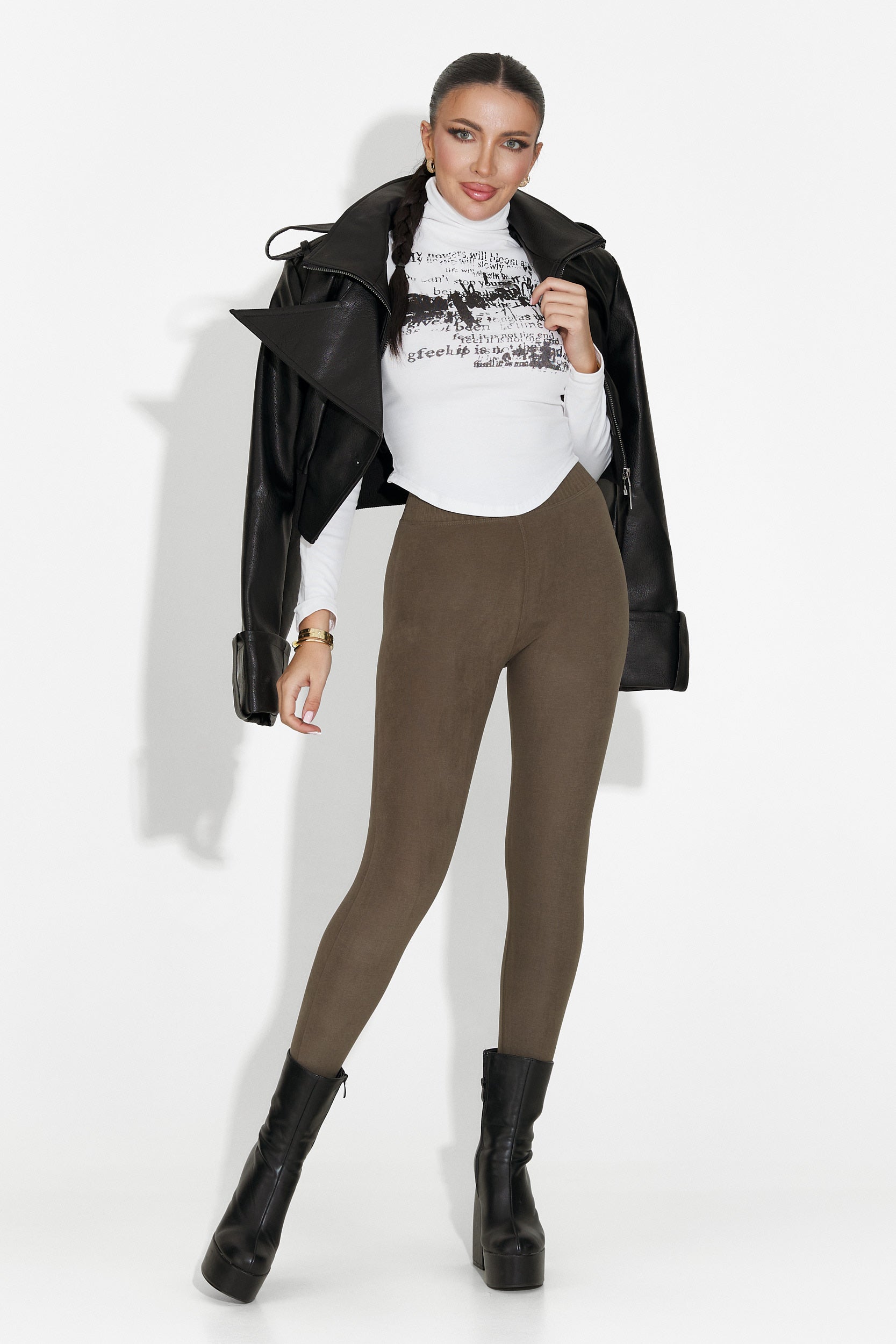 Otalira Bogas Comfortlux Khaki Legginsy dla Kobiet