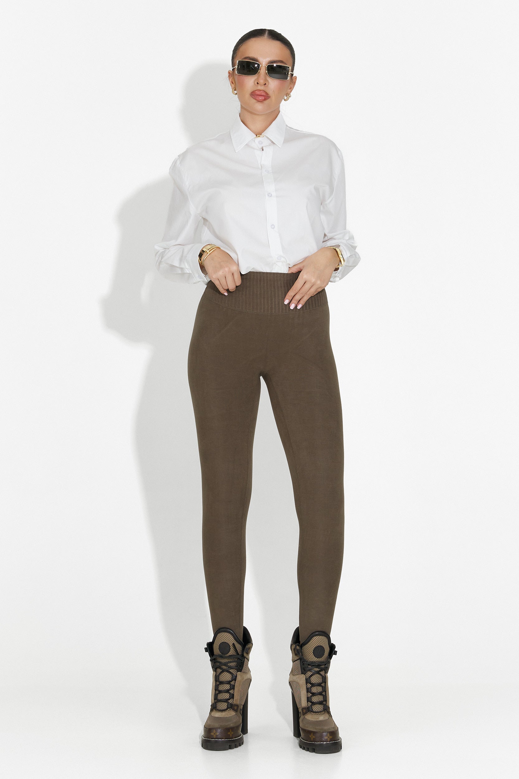 Michelina Bogas Rajstopy z Ciepłym Uciskiem w Kolorze Khaki