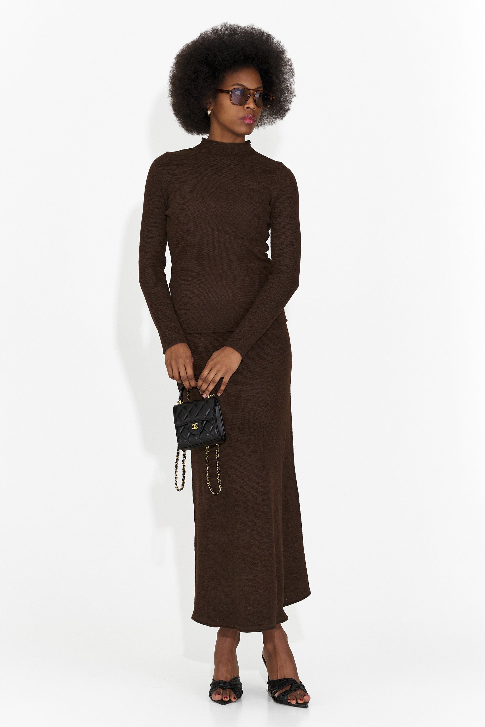 Codzienny Brązowy Komplet Spódnica i Marynarka Melonia Bogas