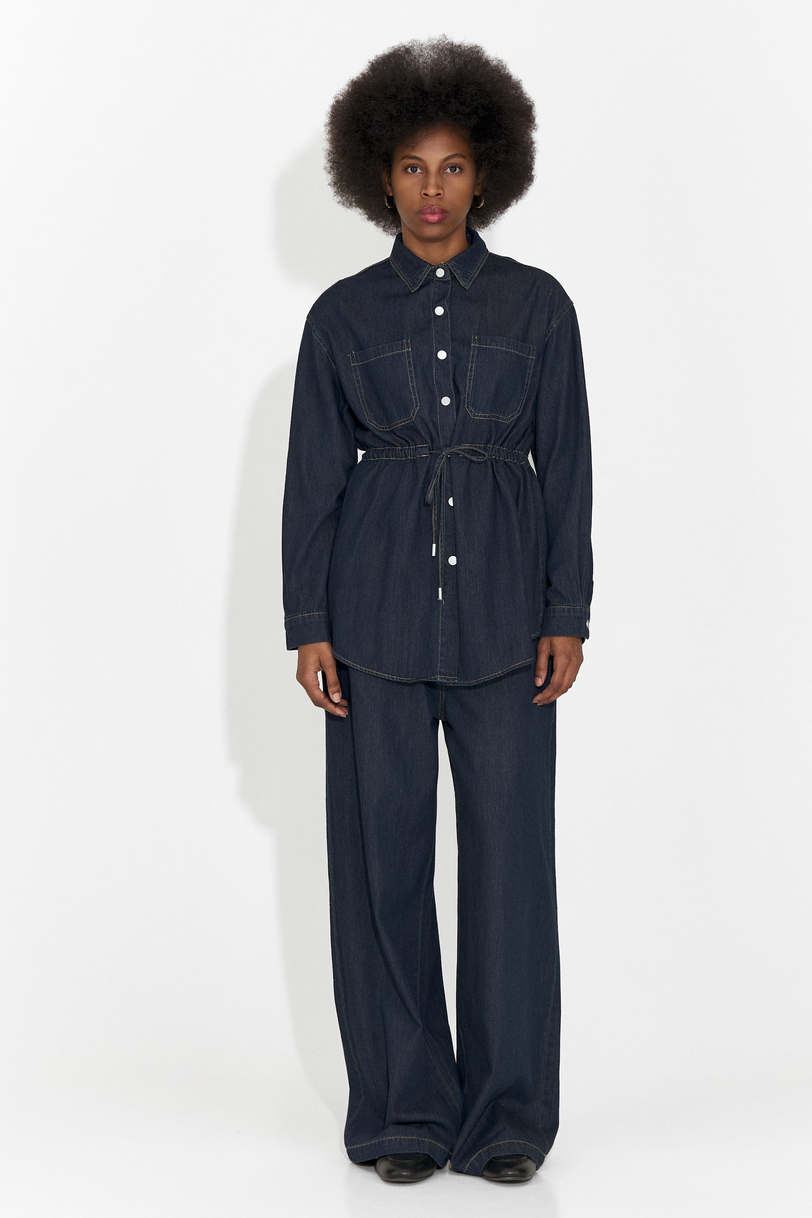 Granatowy, codzienny garnitur damski Jesie Bogas