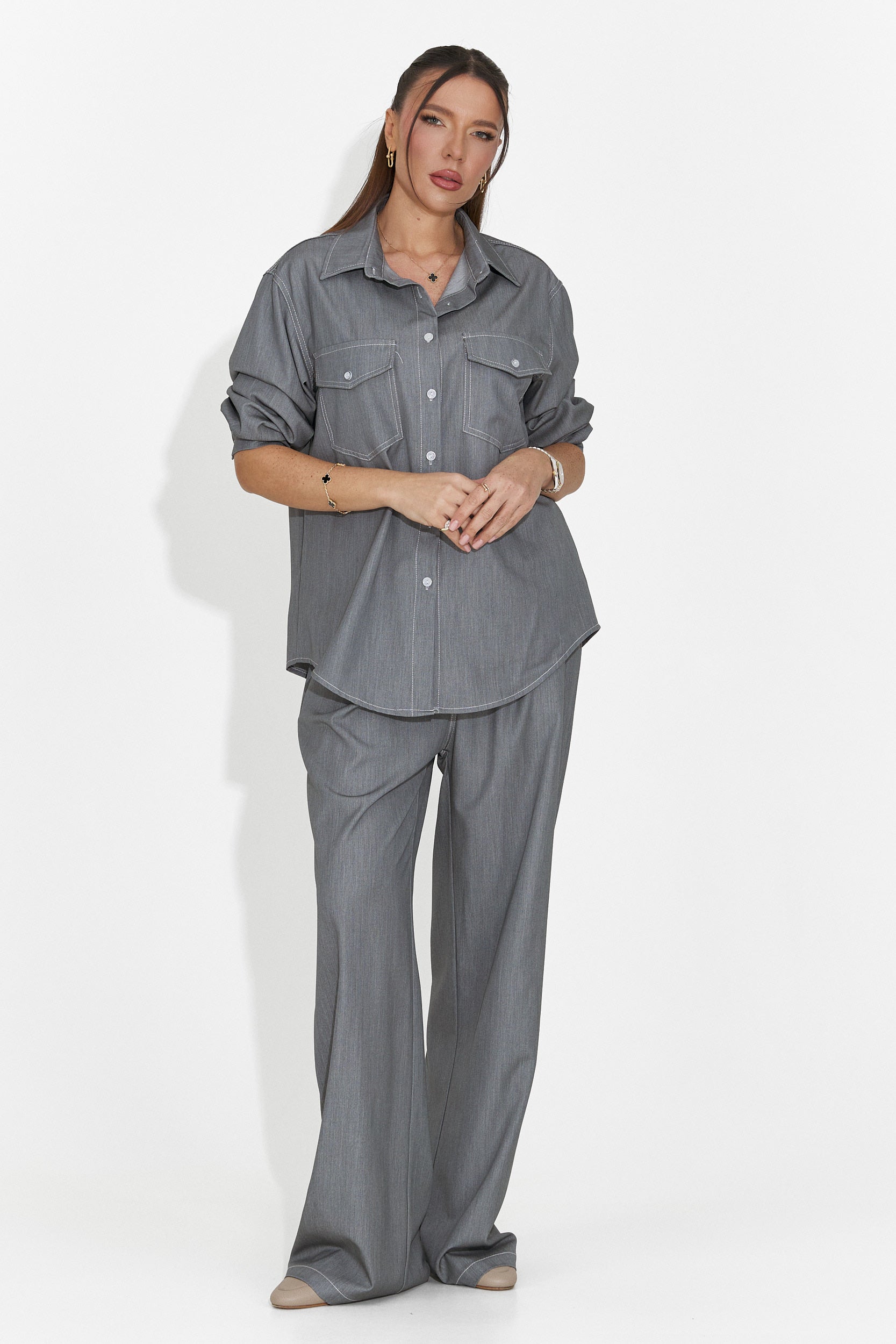 Zunaira Bogas Casualny Szary Garnitur Damski