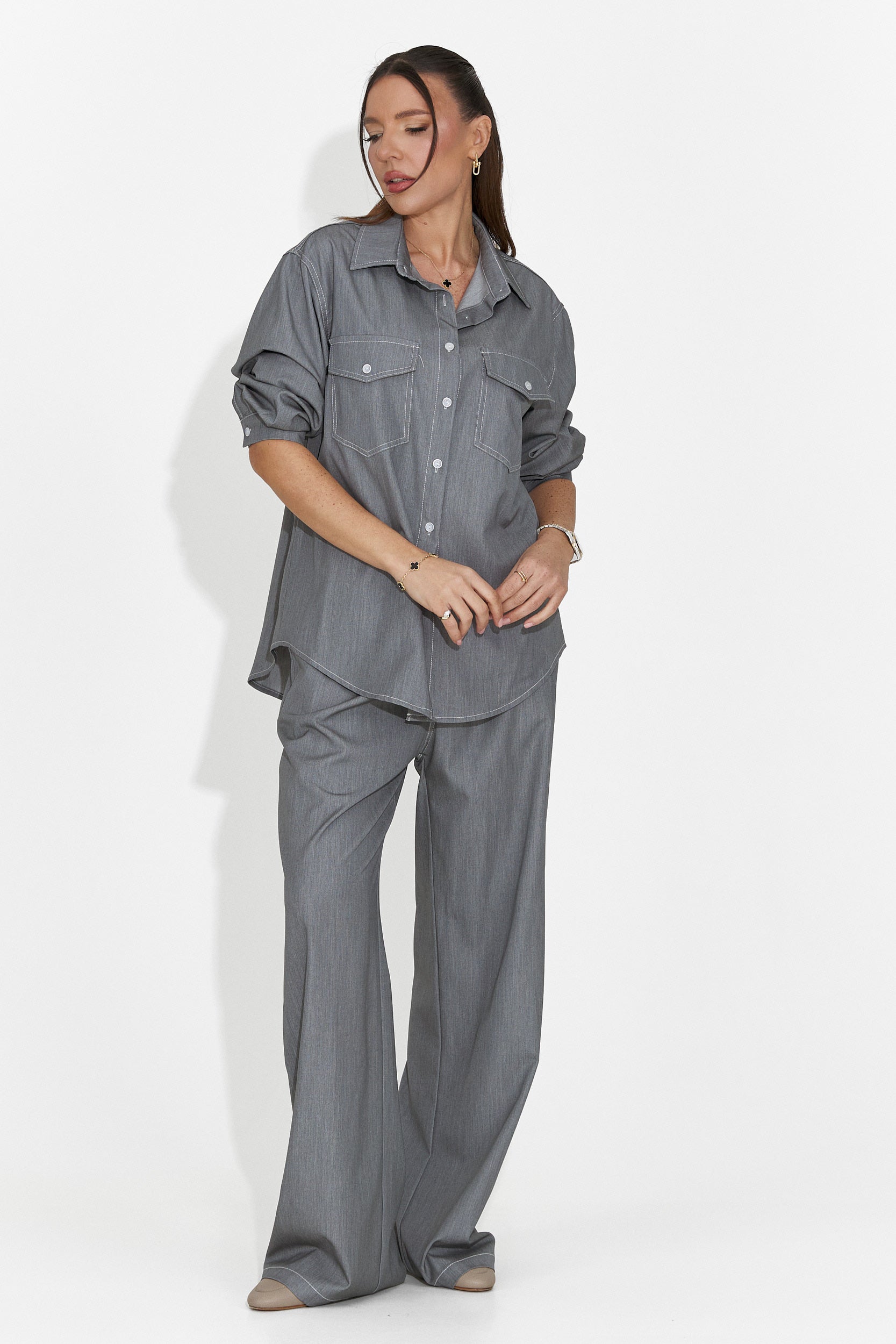 Zunaira Bogas Casualny Szary Garnitur Damski