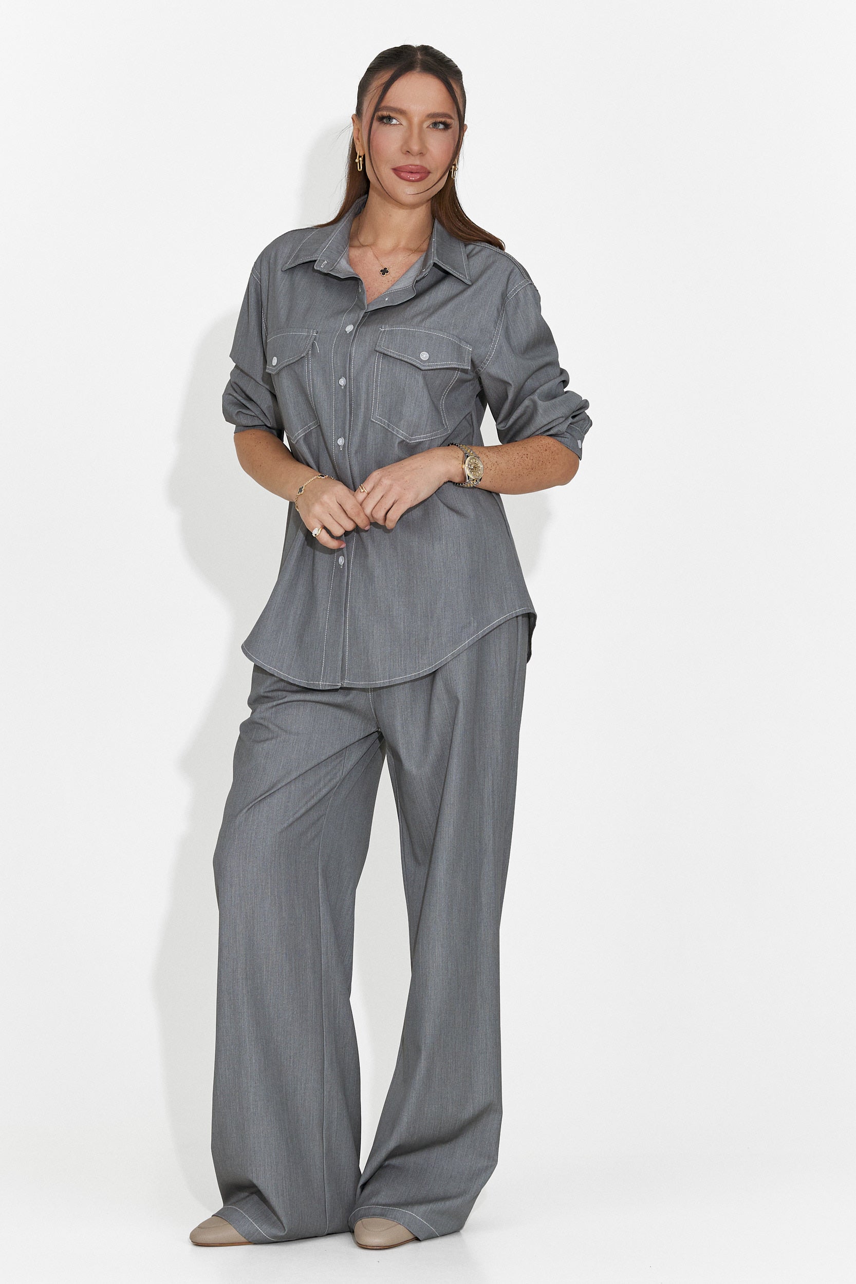 Zunaira Bogas Casualny Szary Garnitur Damski