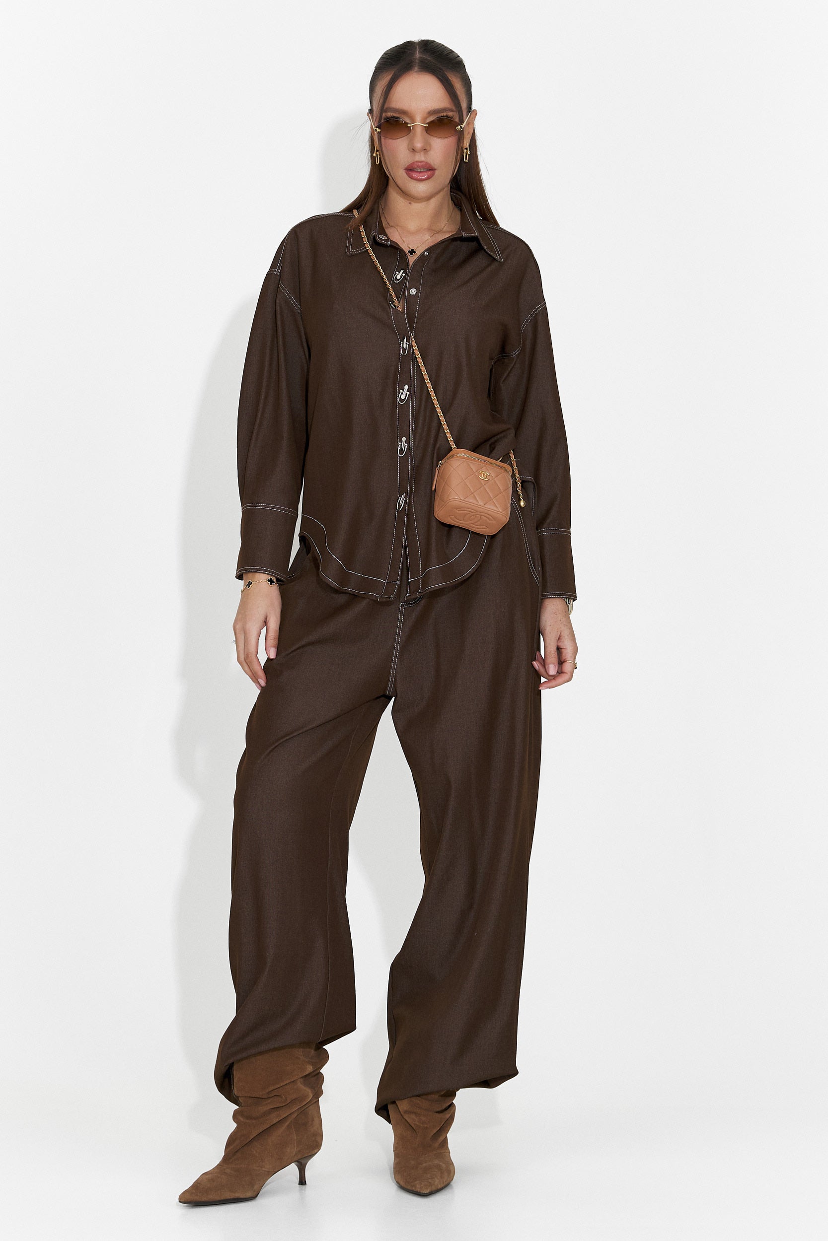 Elisio Bogas Nieformalny Brązowy Garnitur Damski