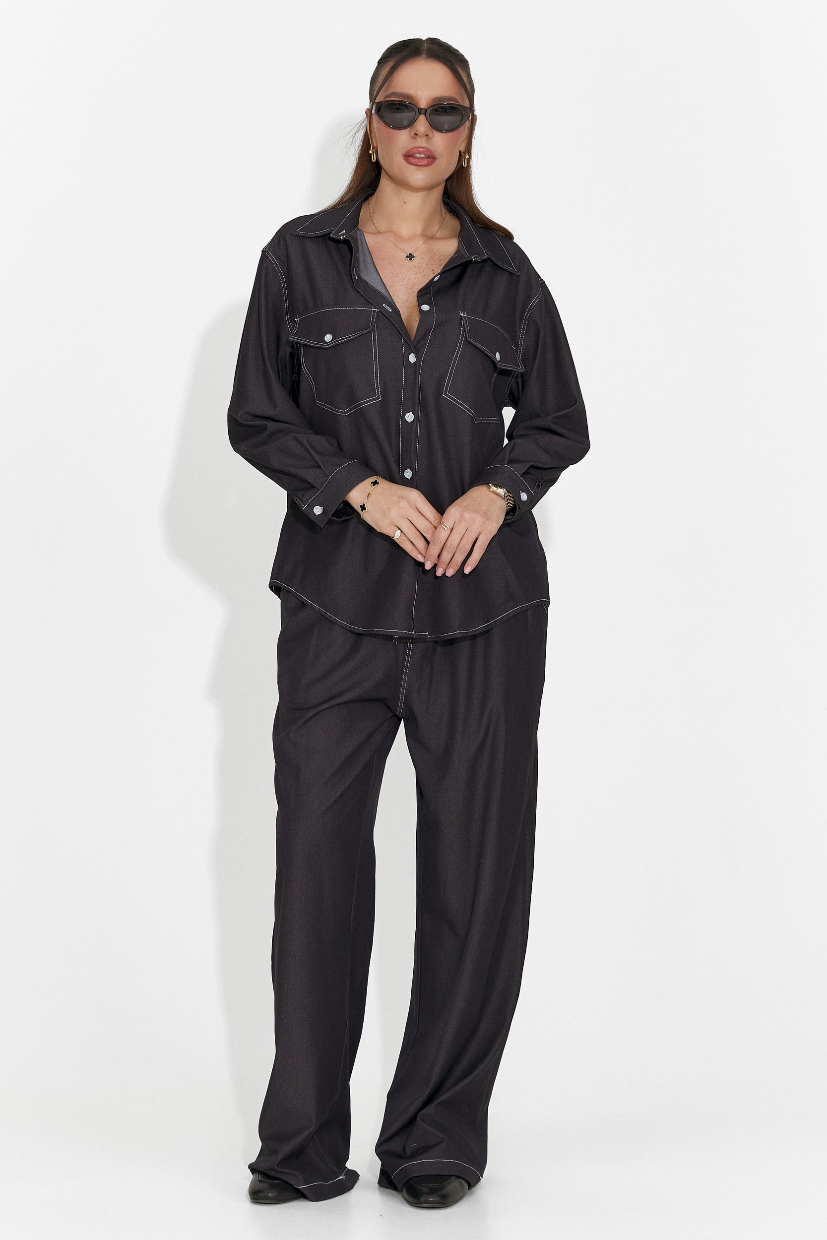 Czarny, codzienny garnitur damski Zunaira Bogas