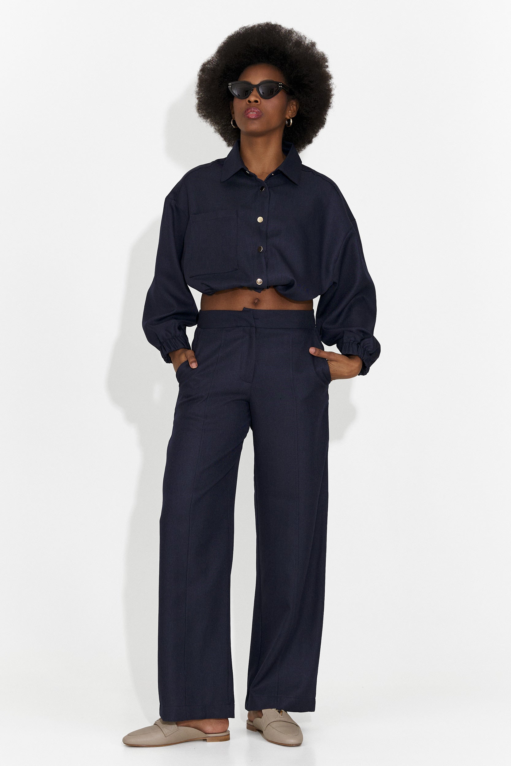 Elegancki Granatowy Garnitur Densia Bogas dla Kobiet