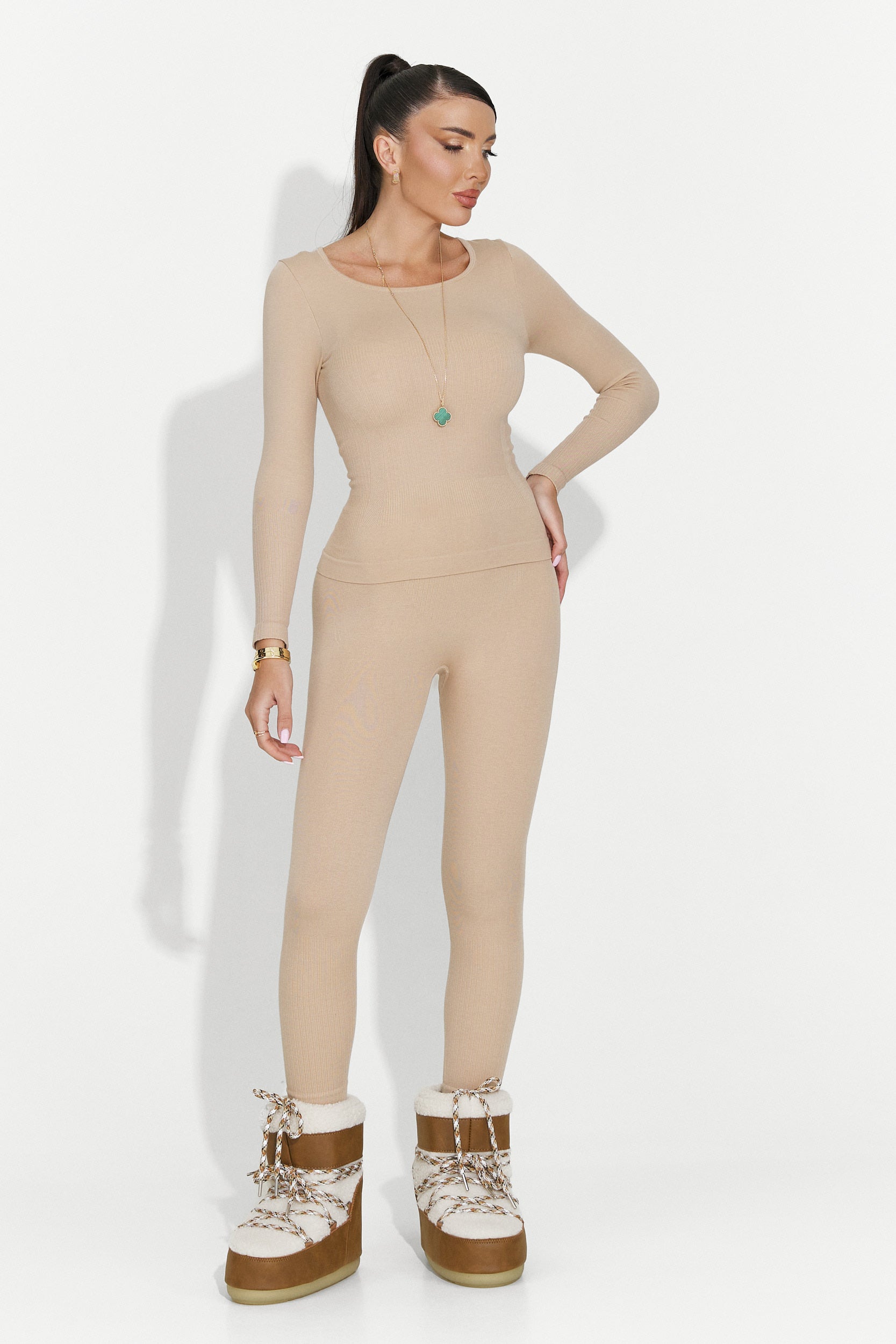 Komplet Bielizny Damskiej Beżowej Dominia Bogas