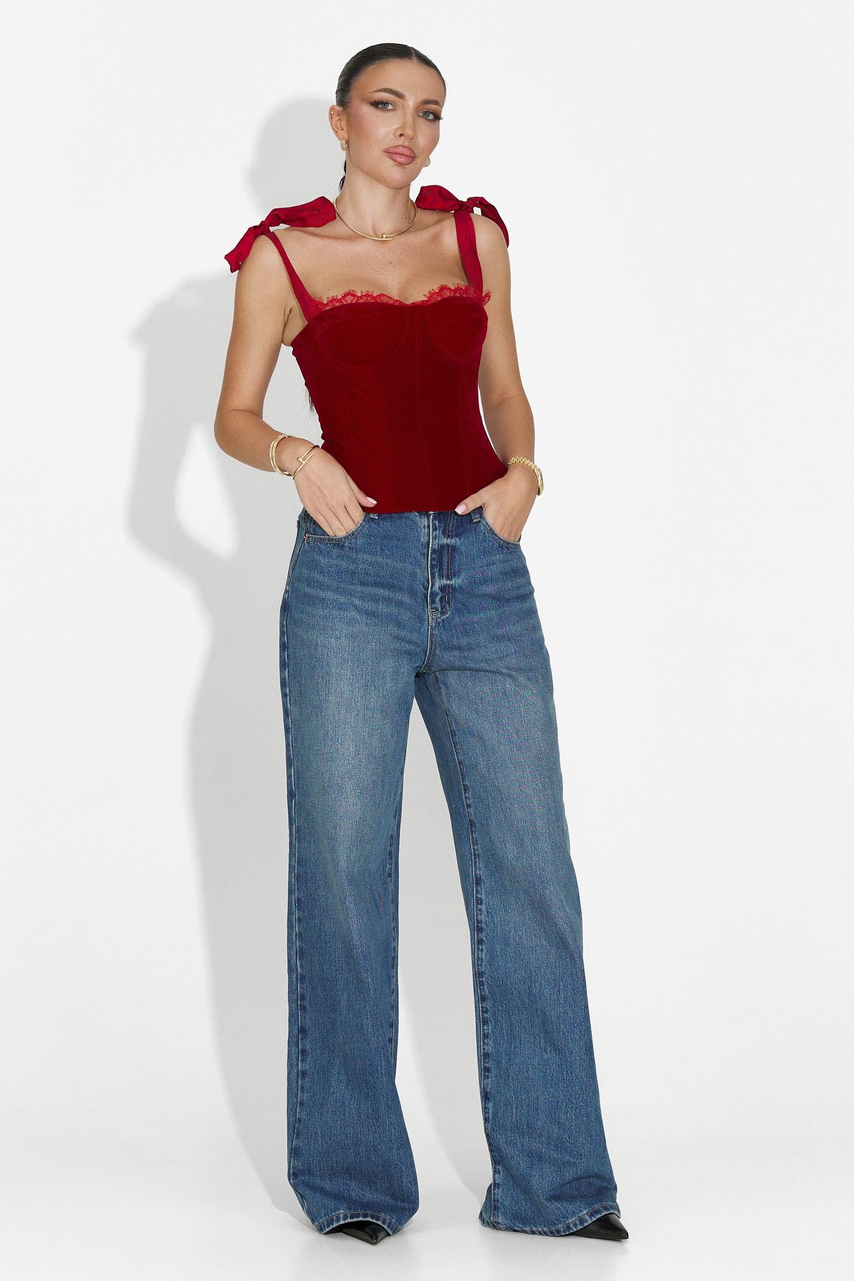 Elegancki czerwony gorset damski Dianela Bogas