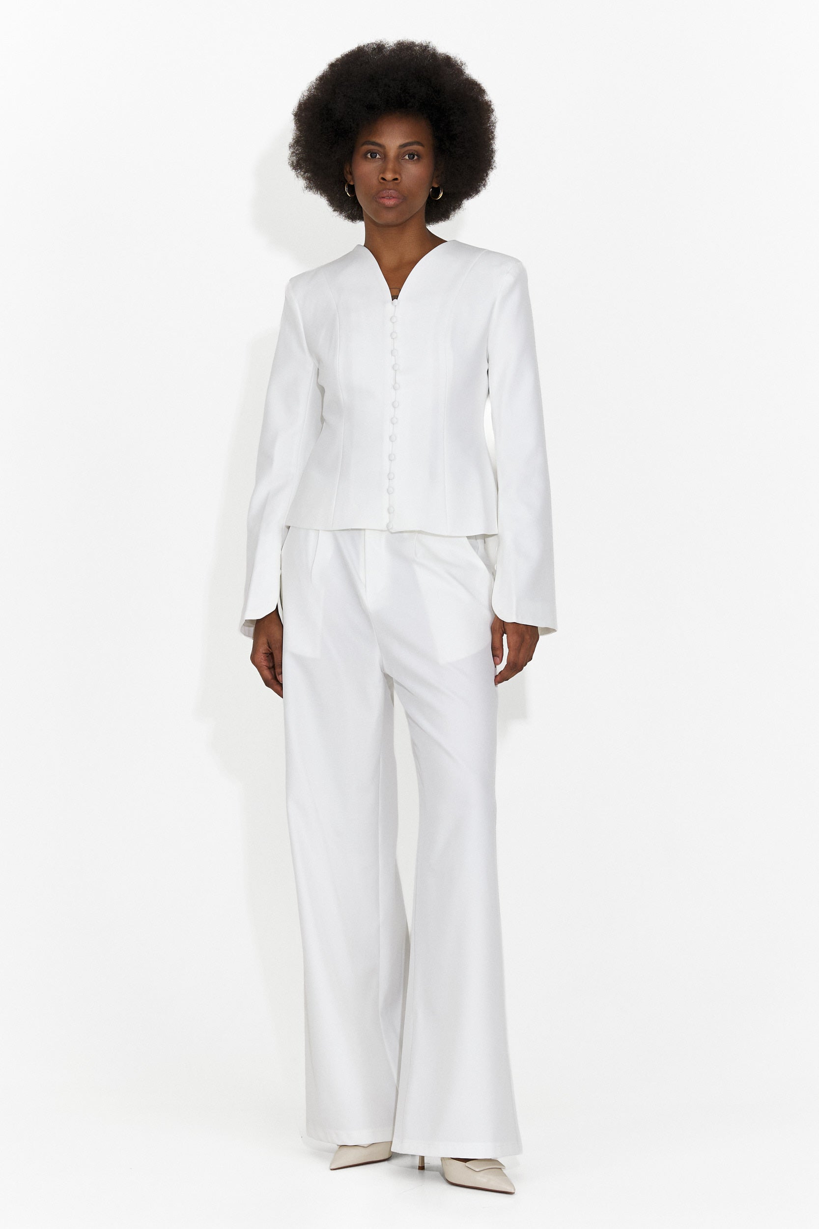 Elegancki Biały Garnitur z Spodniami Jayne Bogas