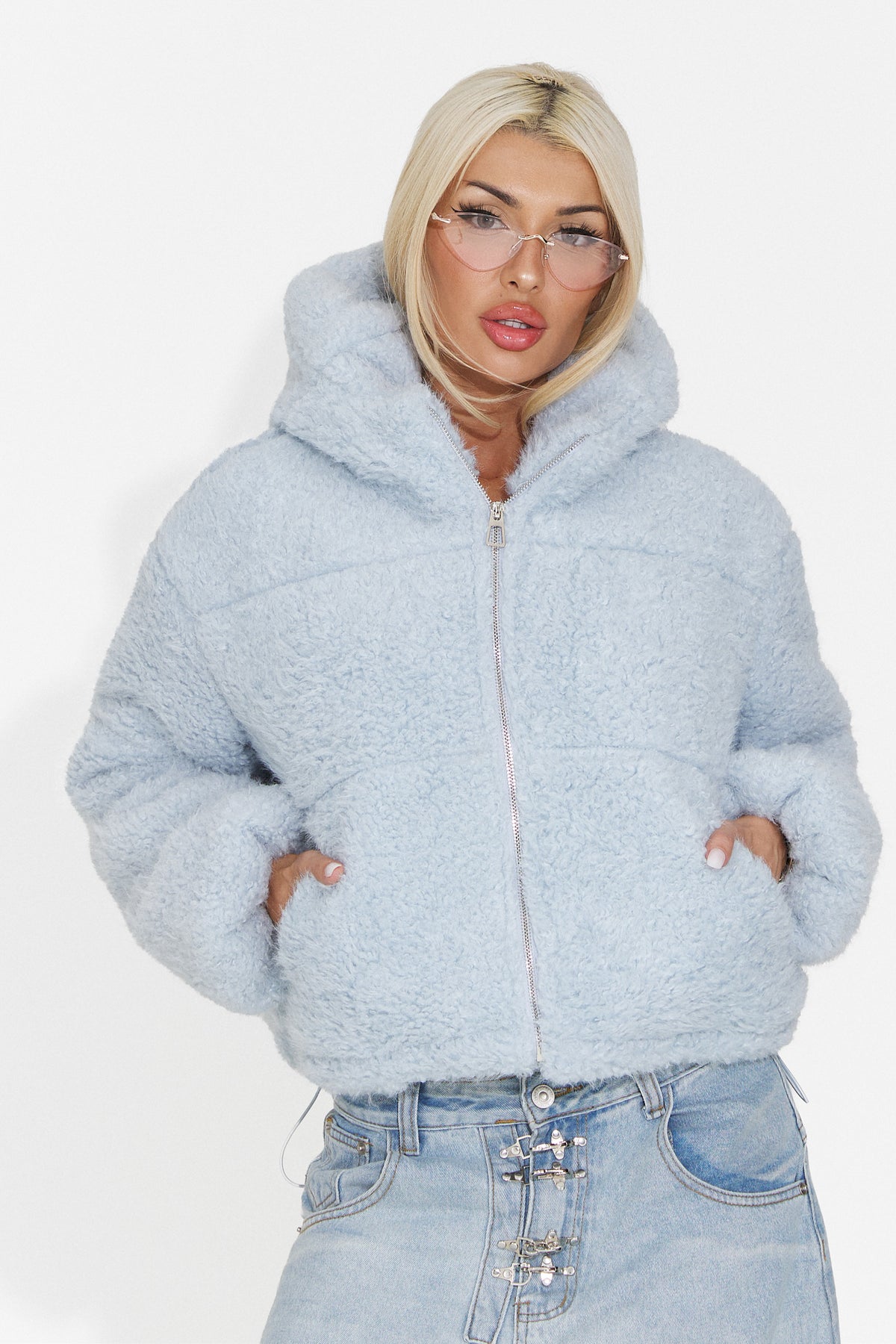 Geaca casual bleu Derenoena Bogas