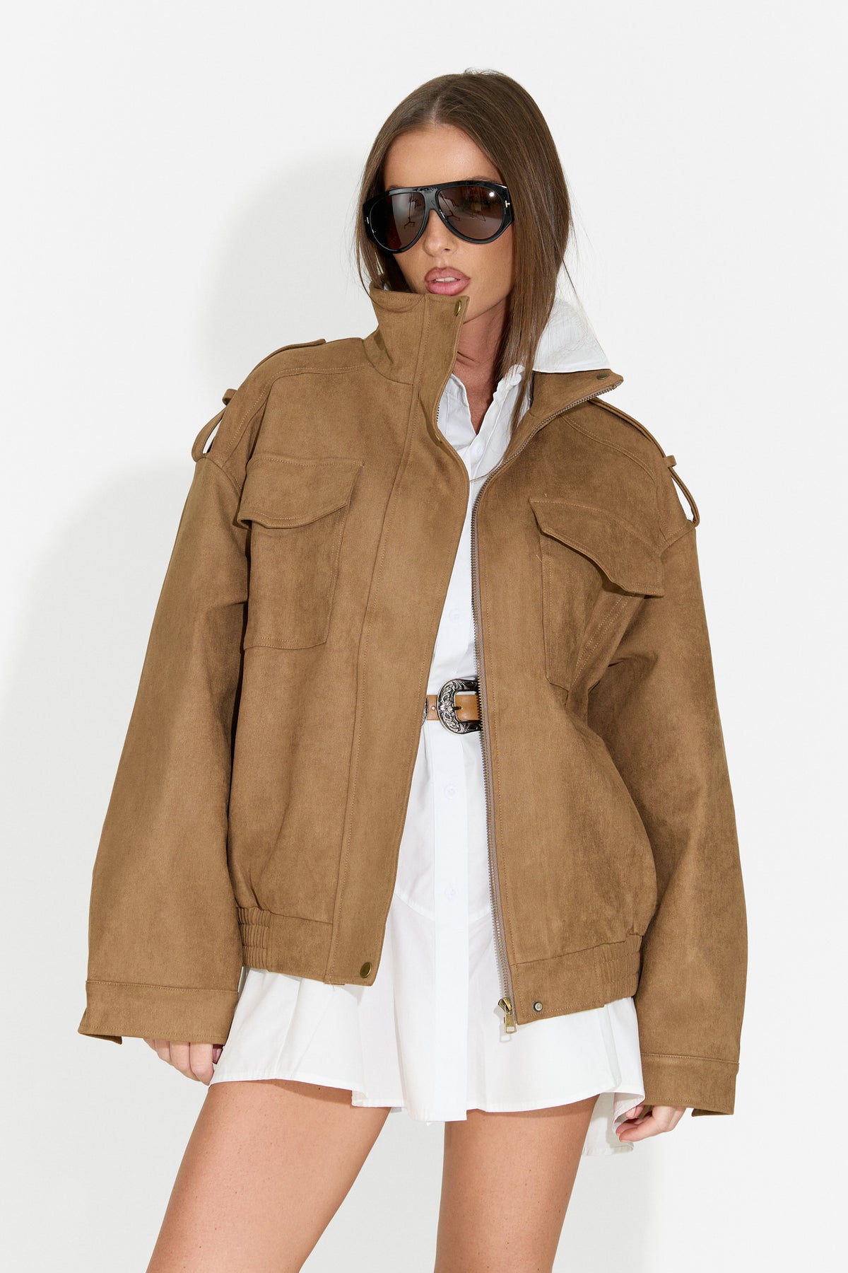 Beżowa damska kurtka casualowa Renoya Bogas