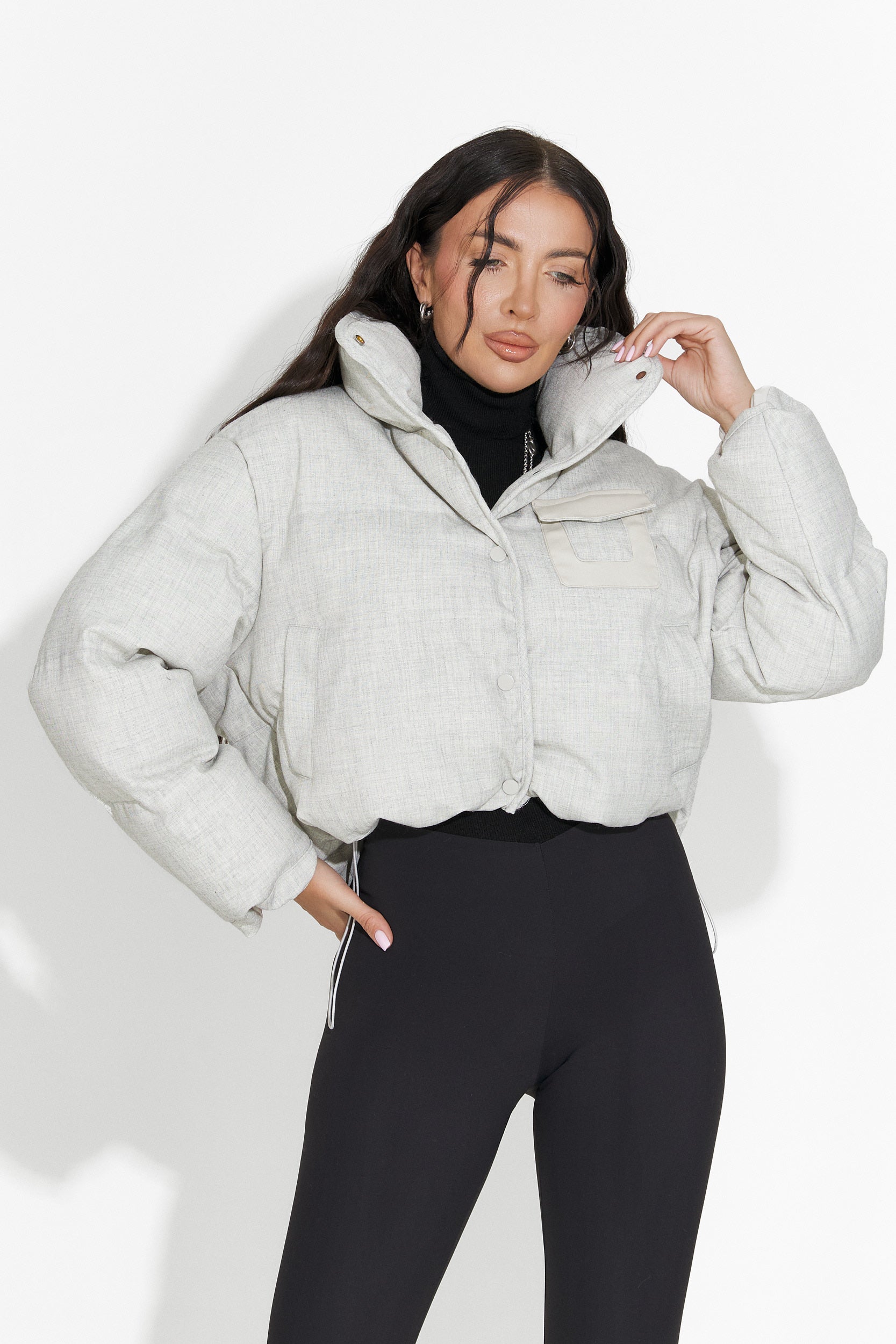 Elvora Bogas Casualna Szara Kurtka Damska