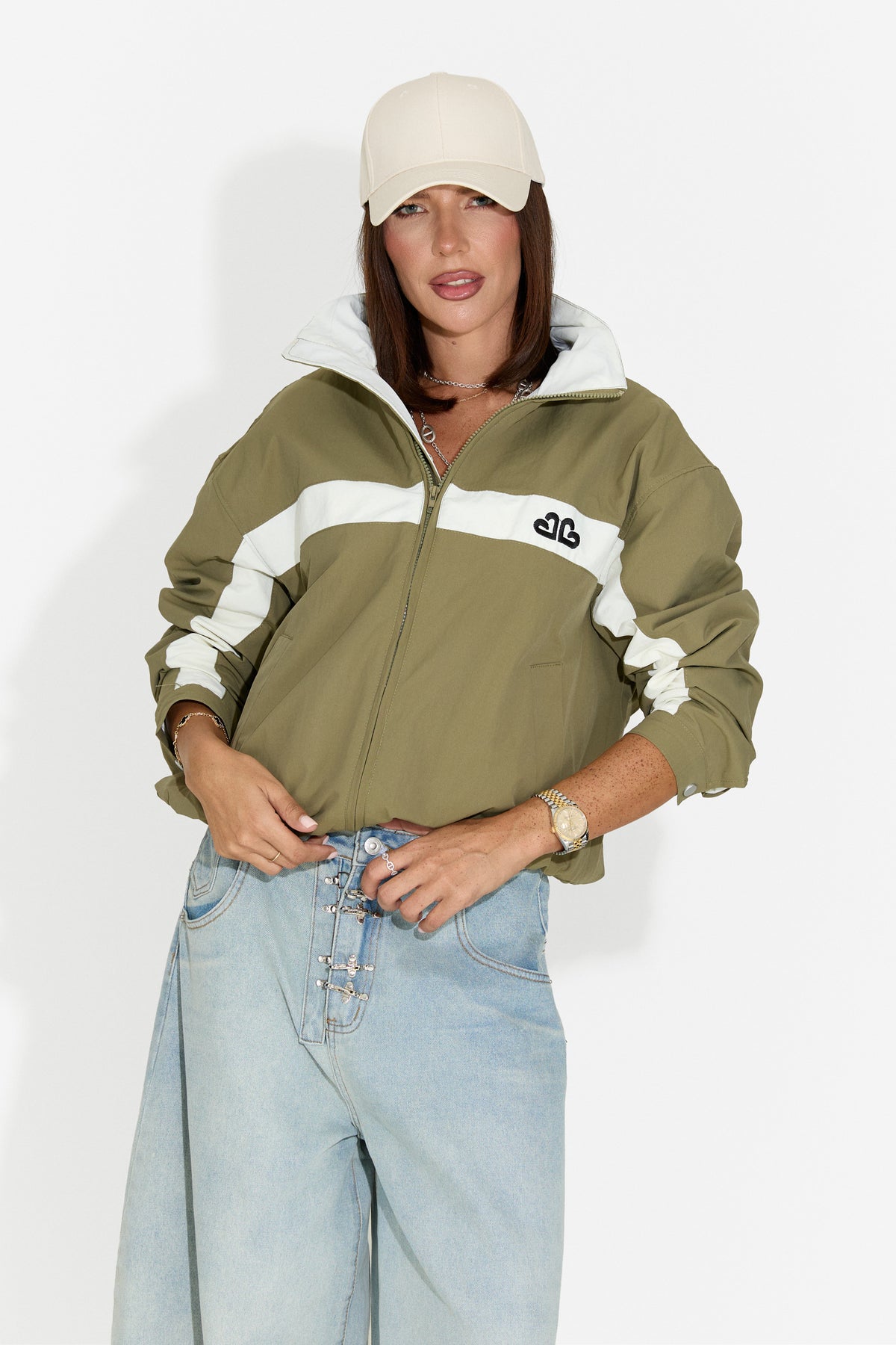 Damska kurtka casualowa khaki Zoerina Bogas