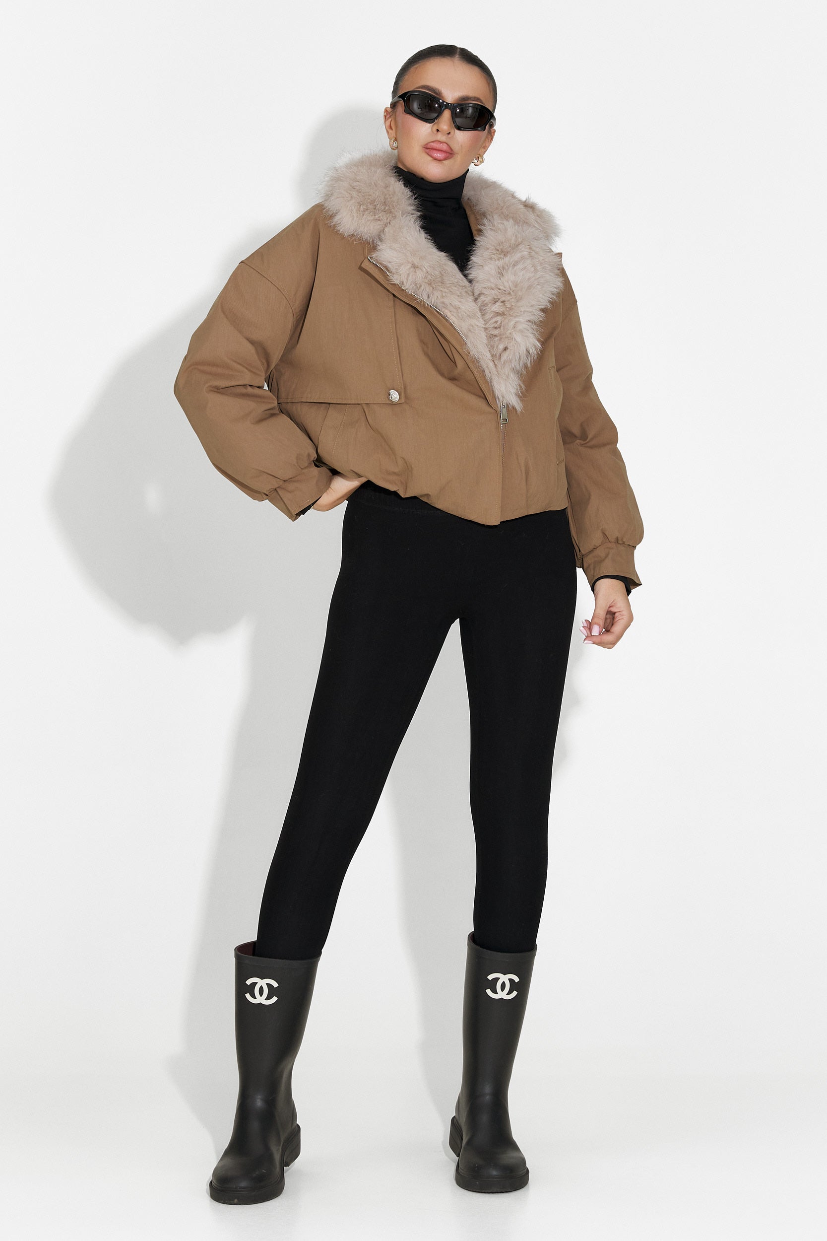 Eriora Bogas Casualna Brązowa Kurtka Damska