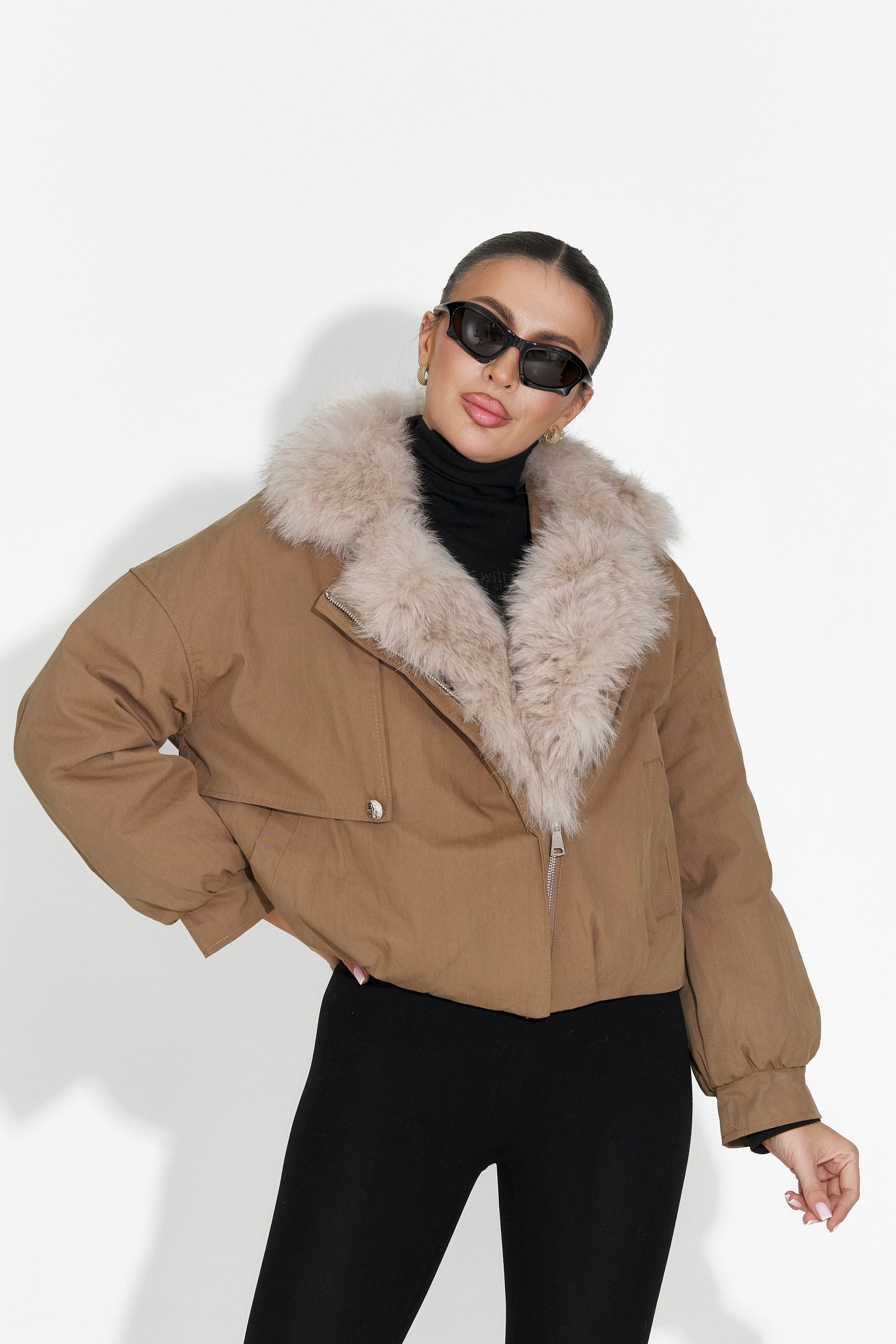 Eriora Bogas Casualna Brązowa Kurtka Damska