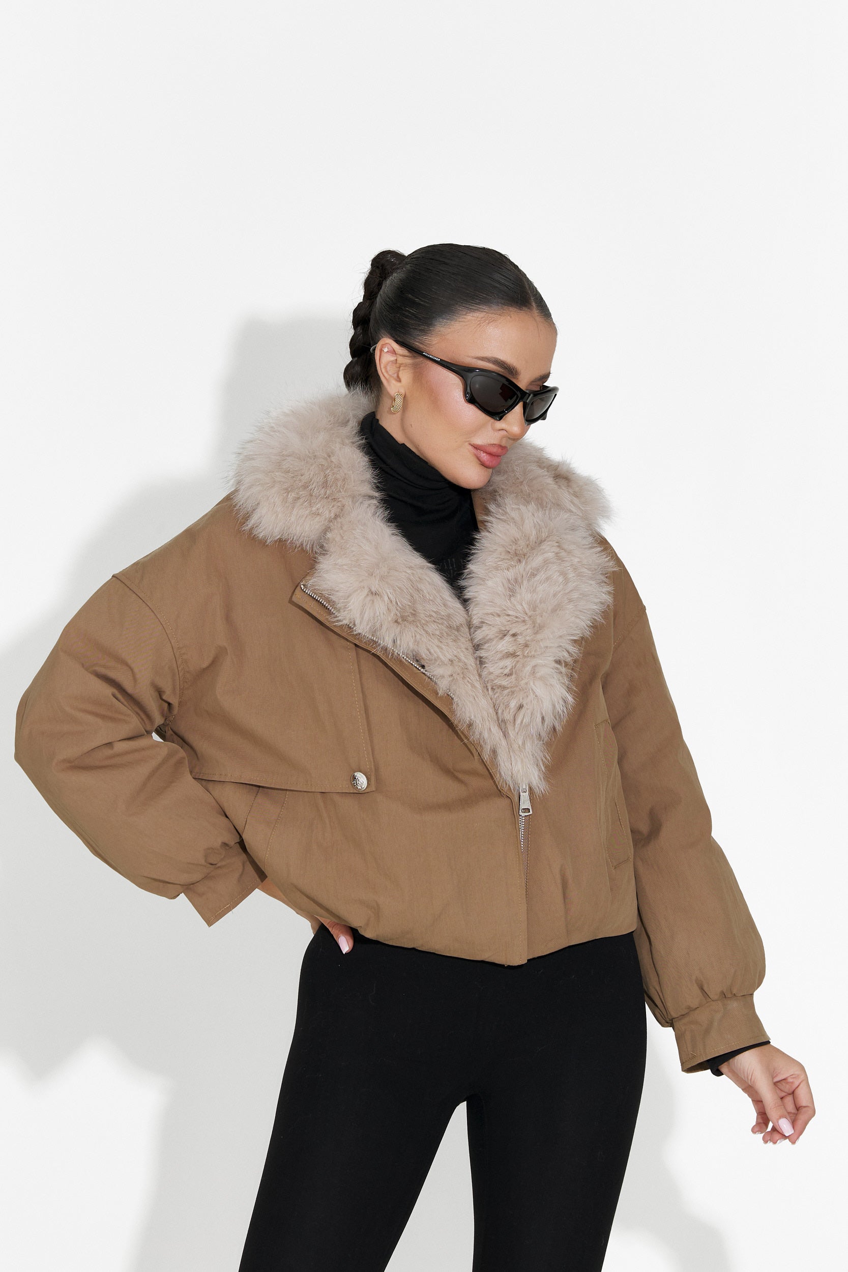 Eriora Bogas Casualna Brązowa Kurtka Damska