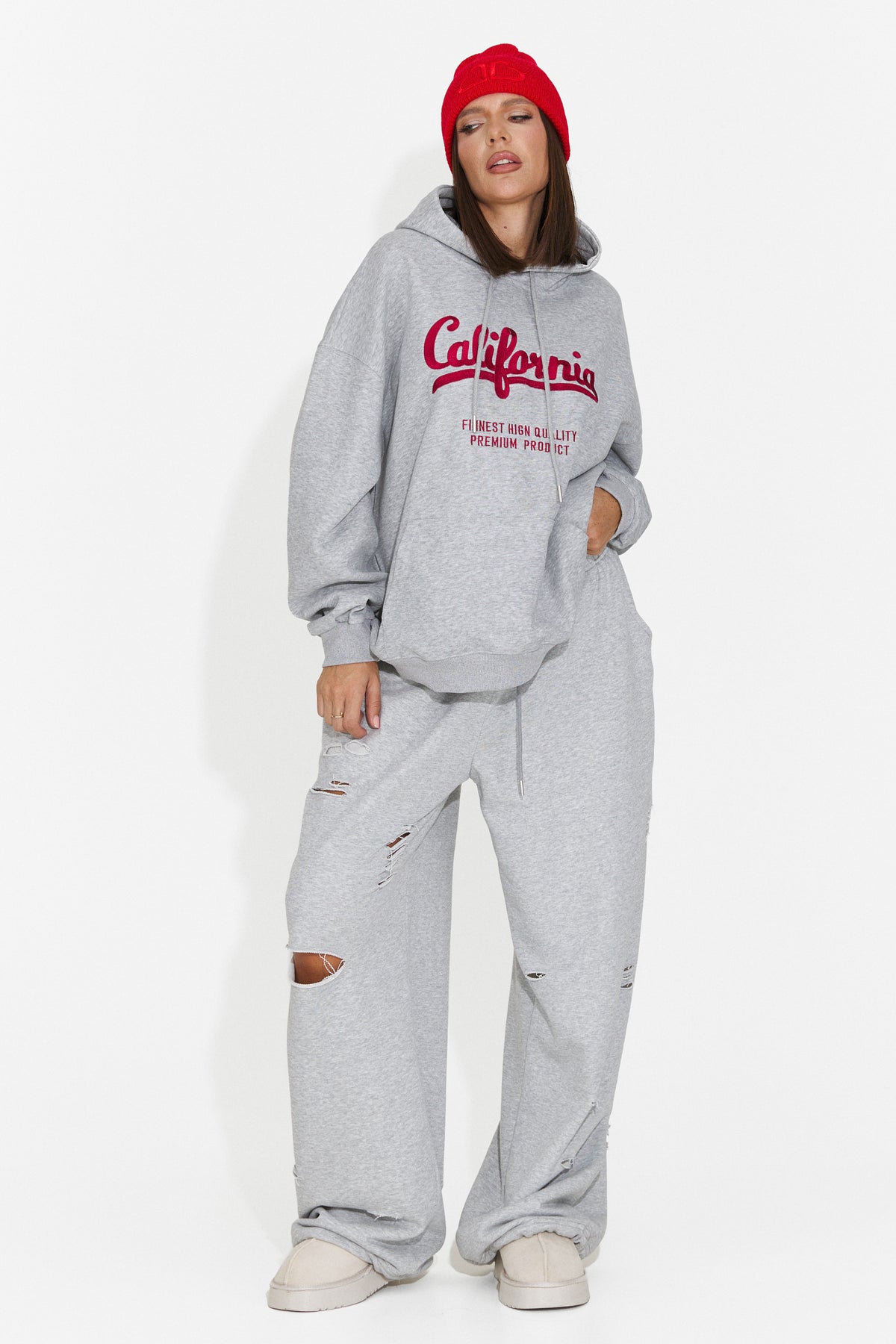 Hanorac casual gri inchis Velzeisa Bogas